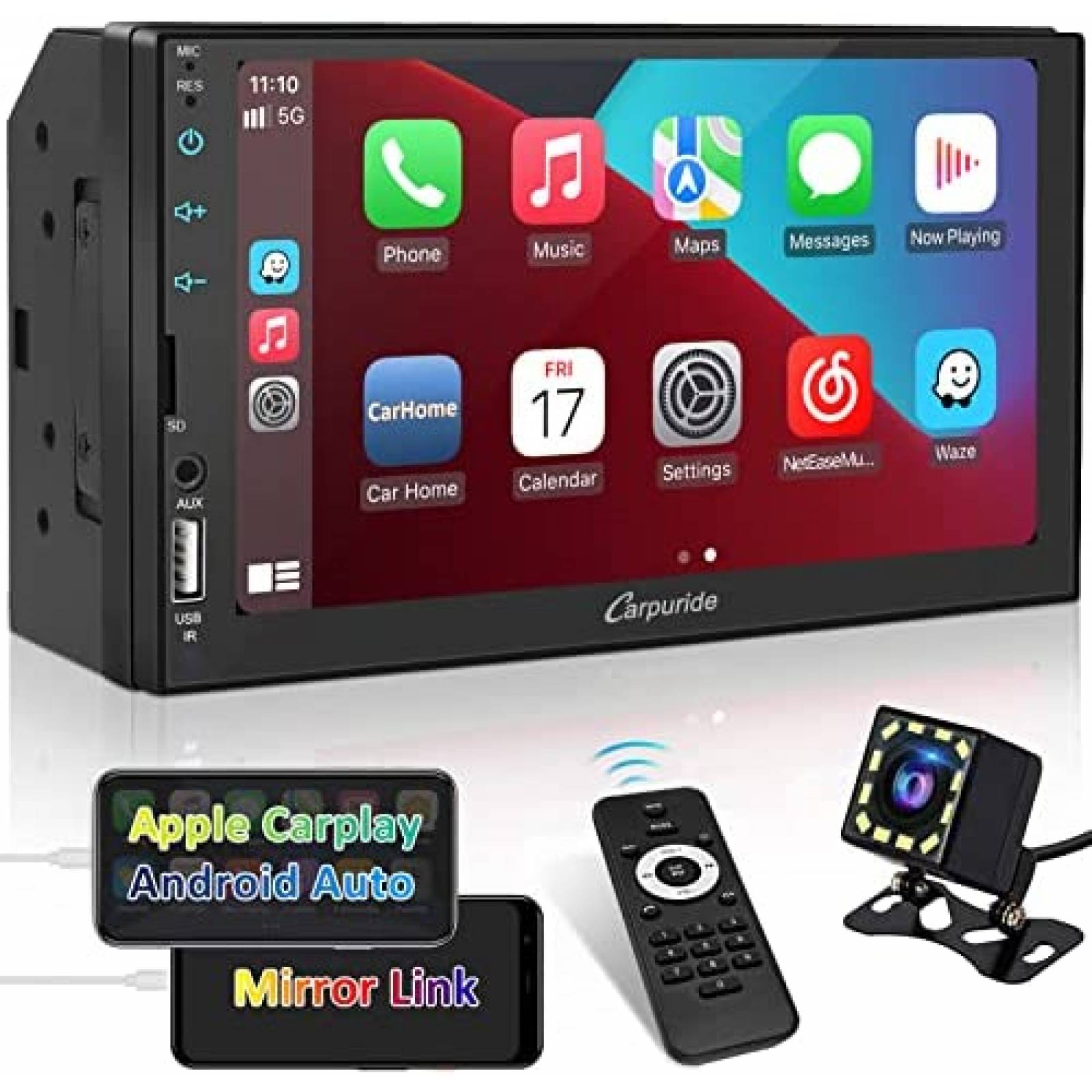 Estereo De Coche CARPURIDE Doble Din Bluetooth 7 Pulgadas