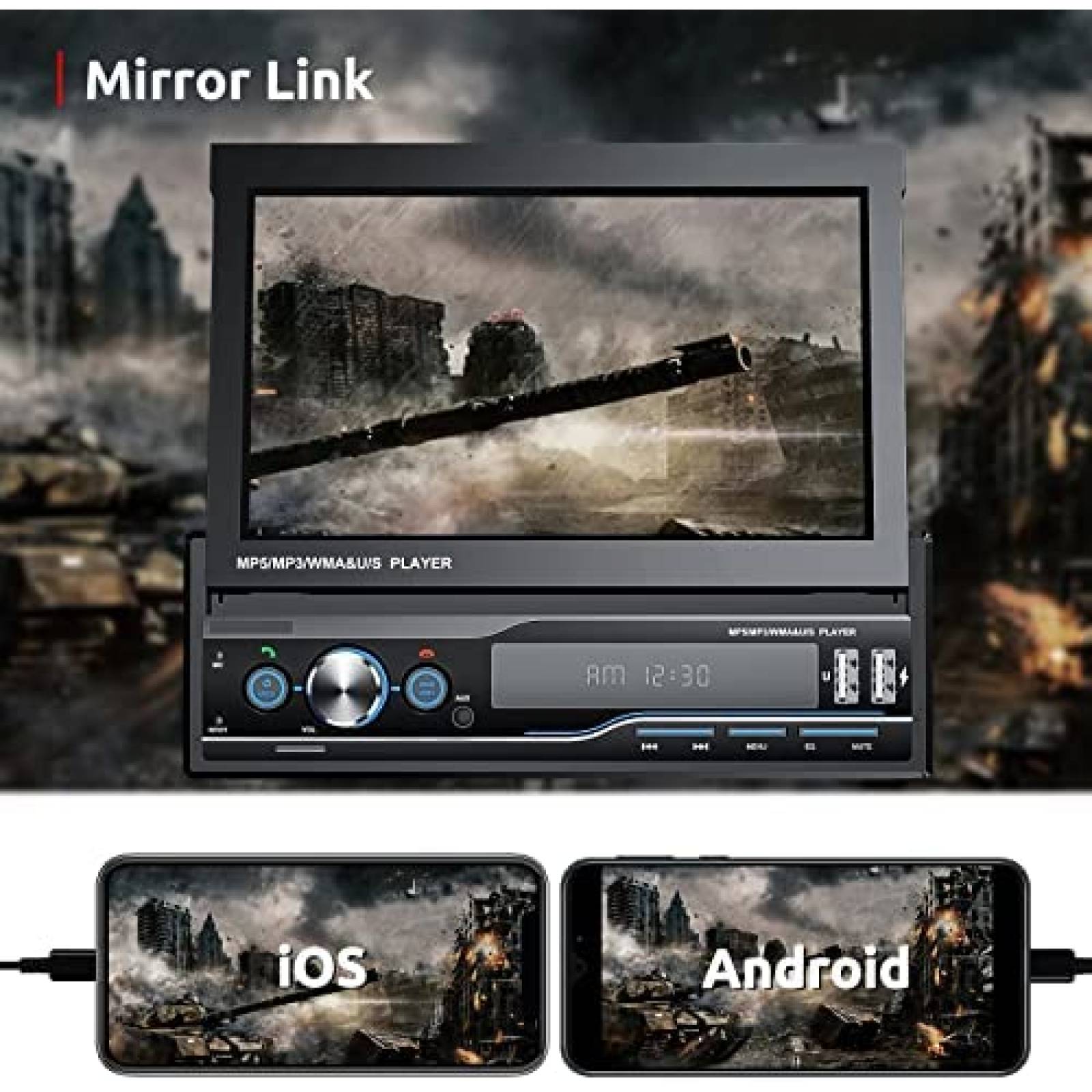 Estereo De Coche ESSGOO Un Din Bluetooth 7 Pulgadas -Negro