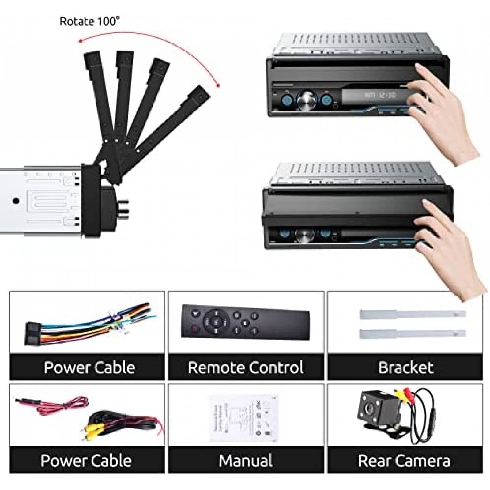 Estereo De Coche ESSGOO Un Din Bluetooth 7 Pulgadas -Negro