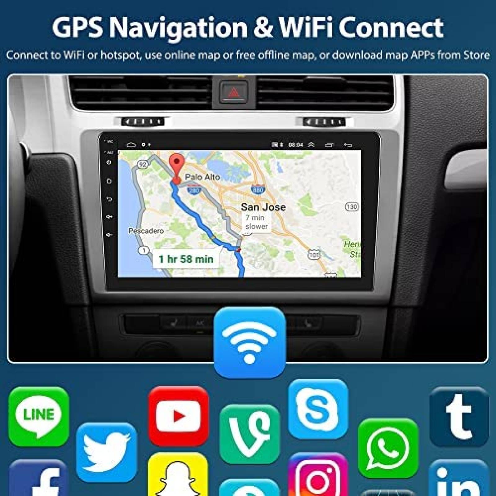 Estereo Auto Hikity 10" Doble Din WiFi Bluetooth Android