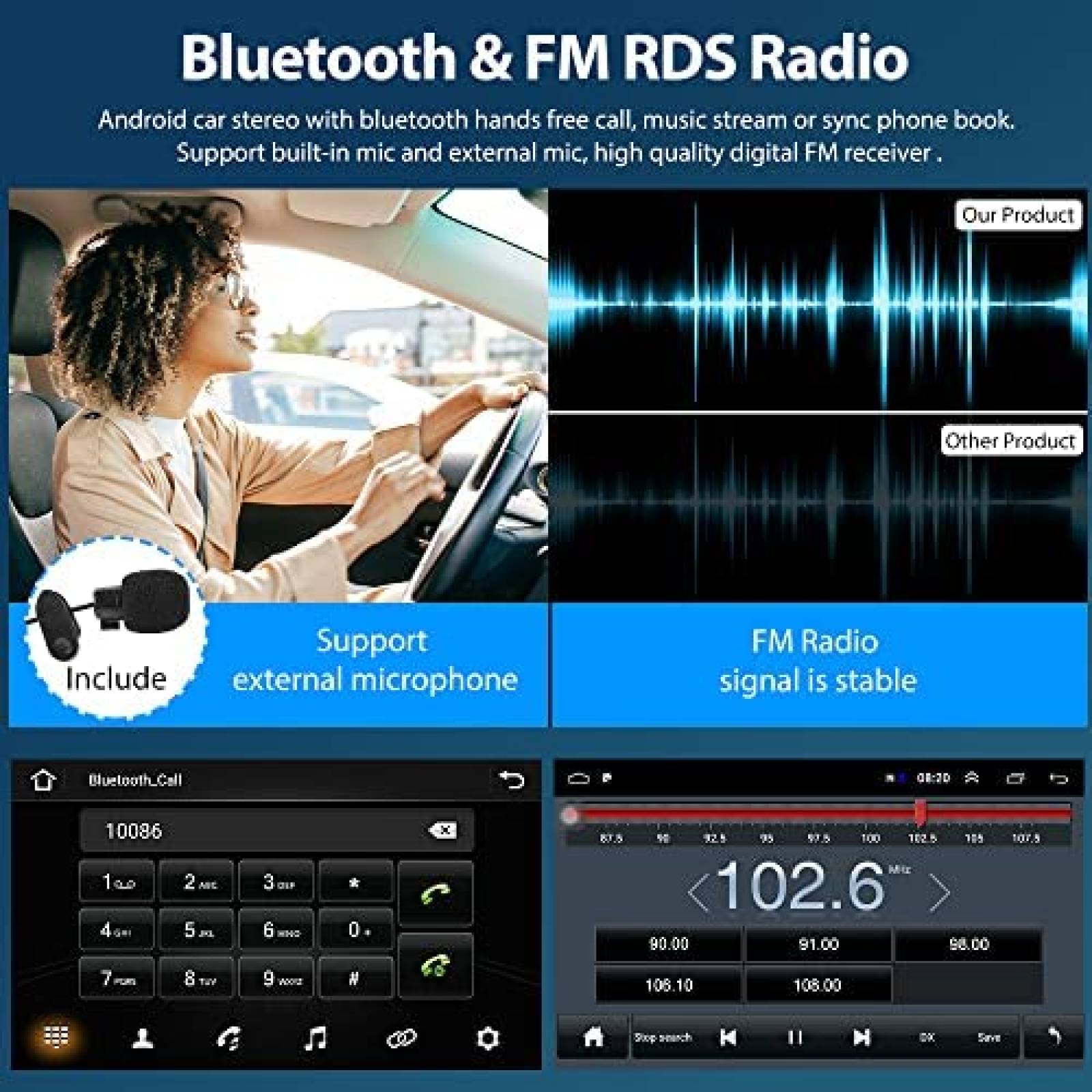 Estereo Auto Hikity 10" Doble Din WiFi Bluetooth Android