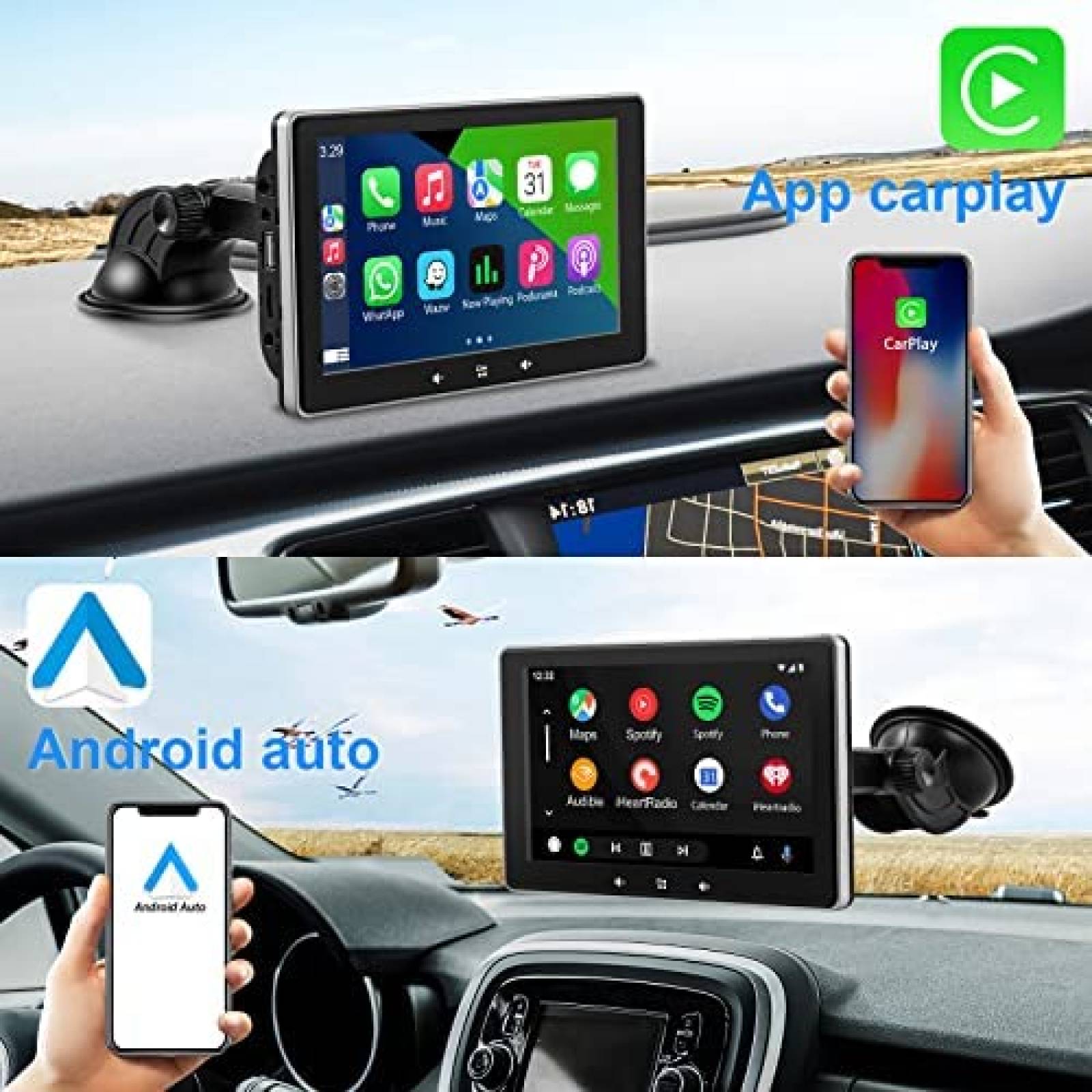 Estereo De Coche REAKOSOUND Doble Din Bluetooth 7 Pulgadas -