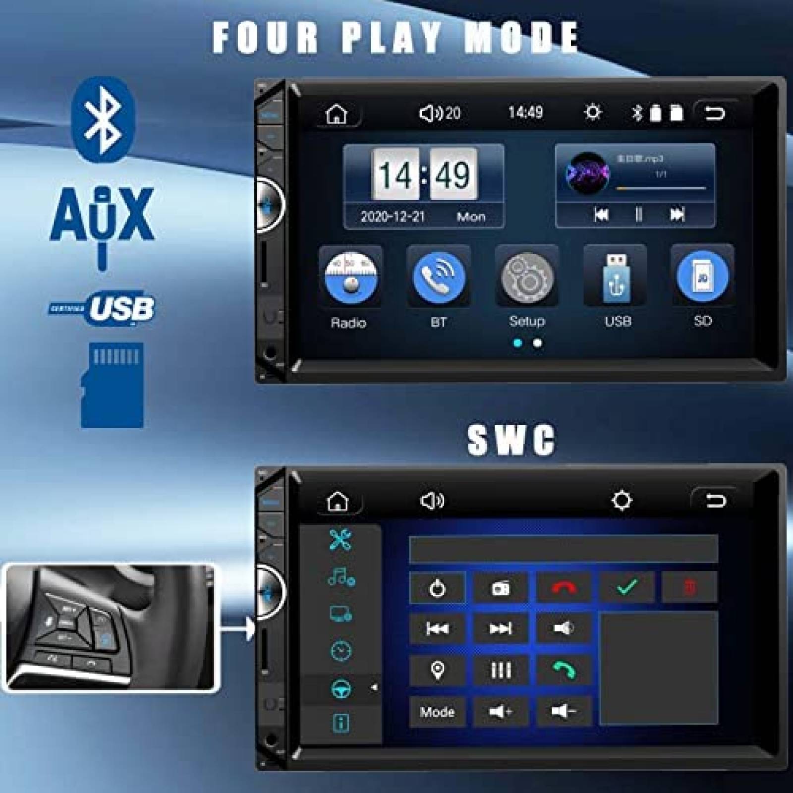 Estereo De Coche Oeretzrac Doble Din Bluetooth 7 Pulgadas