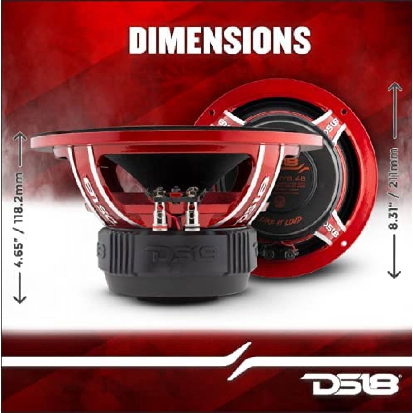 Bocina para Auto DS18 PRO-HY8.4B Hibrida de 8" 250W RMS