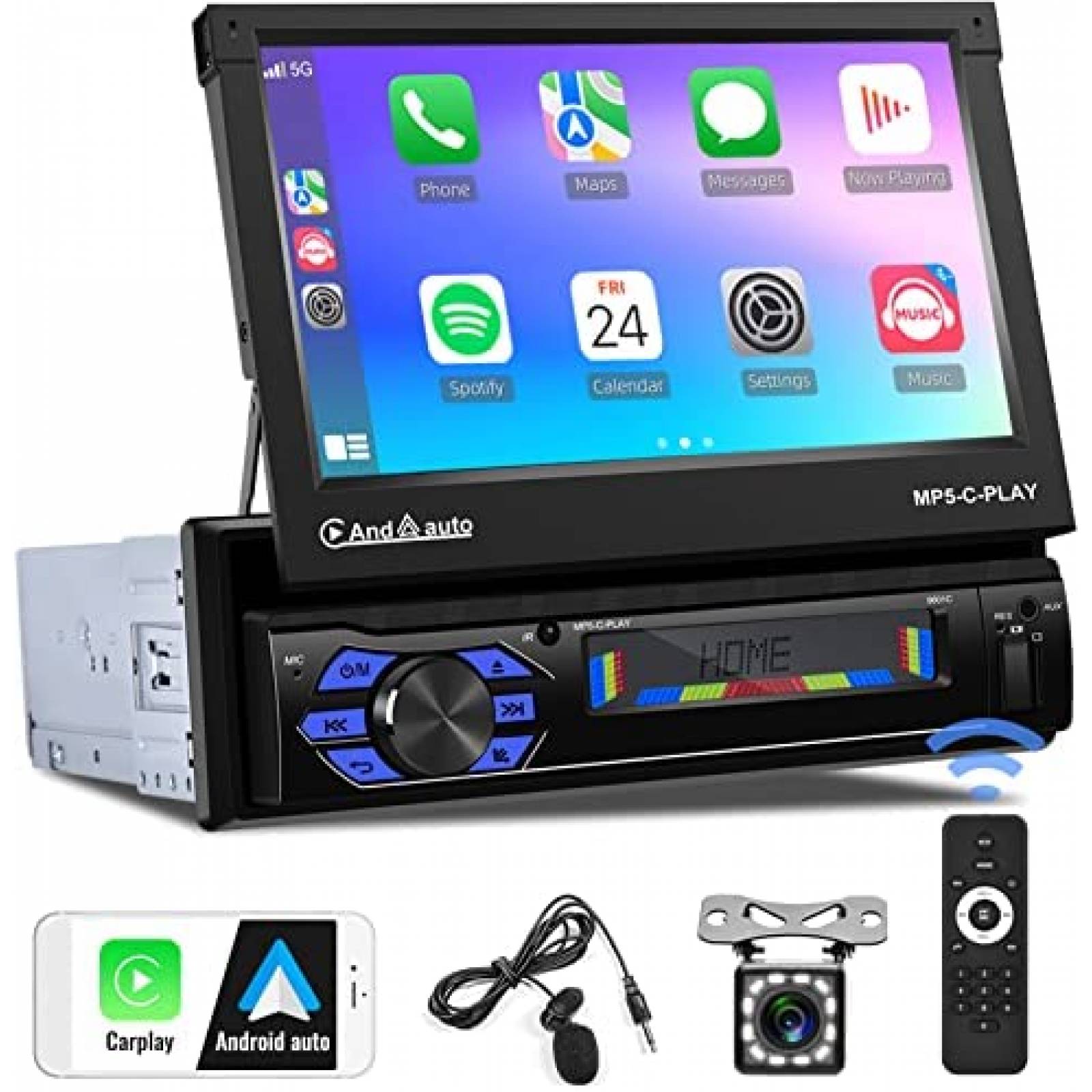 Estereo para Auto podofo 7'' Tactil Con Camara -Negro