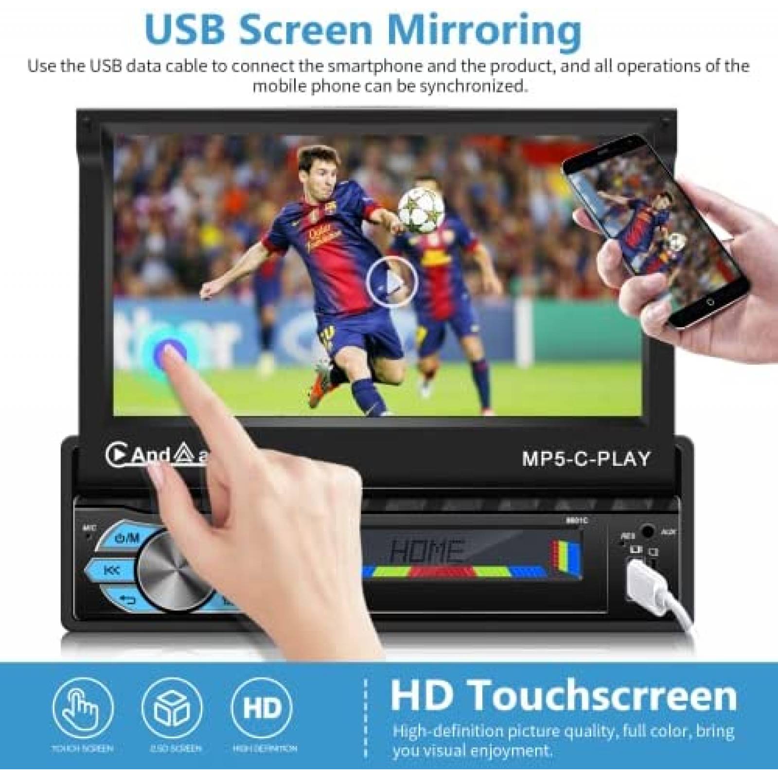 Estereo para Auto podofo 7'' Tactil Con Camara -Negro