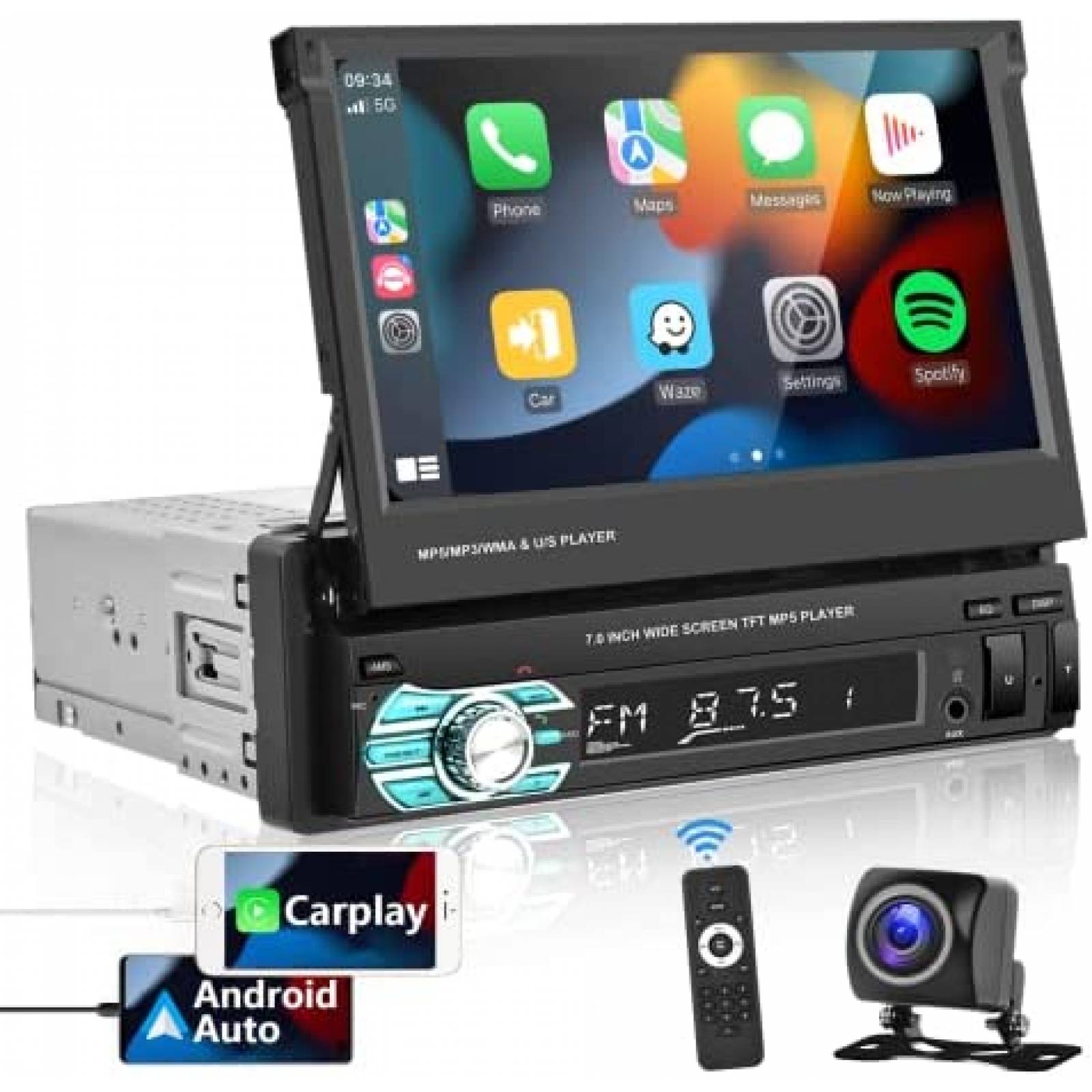 Estereo Auto Podofo 7" Touch 1 Din Bluetooth Camara -Negro