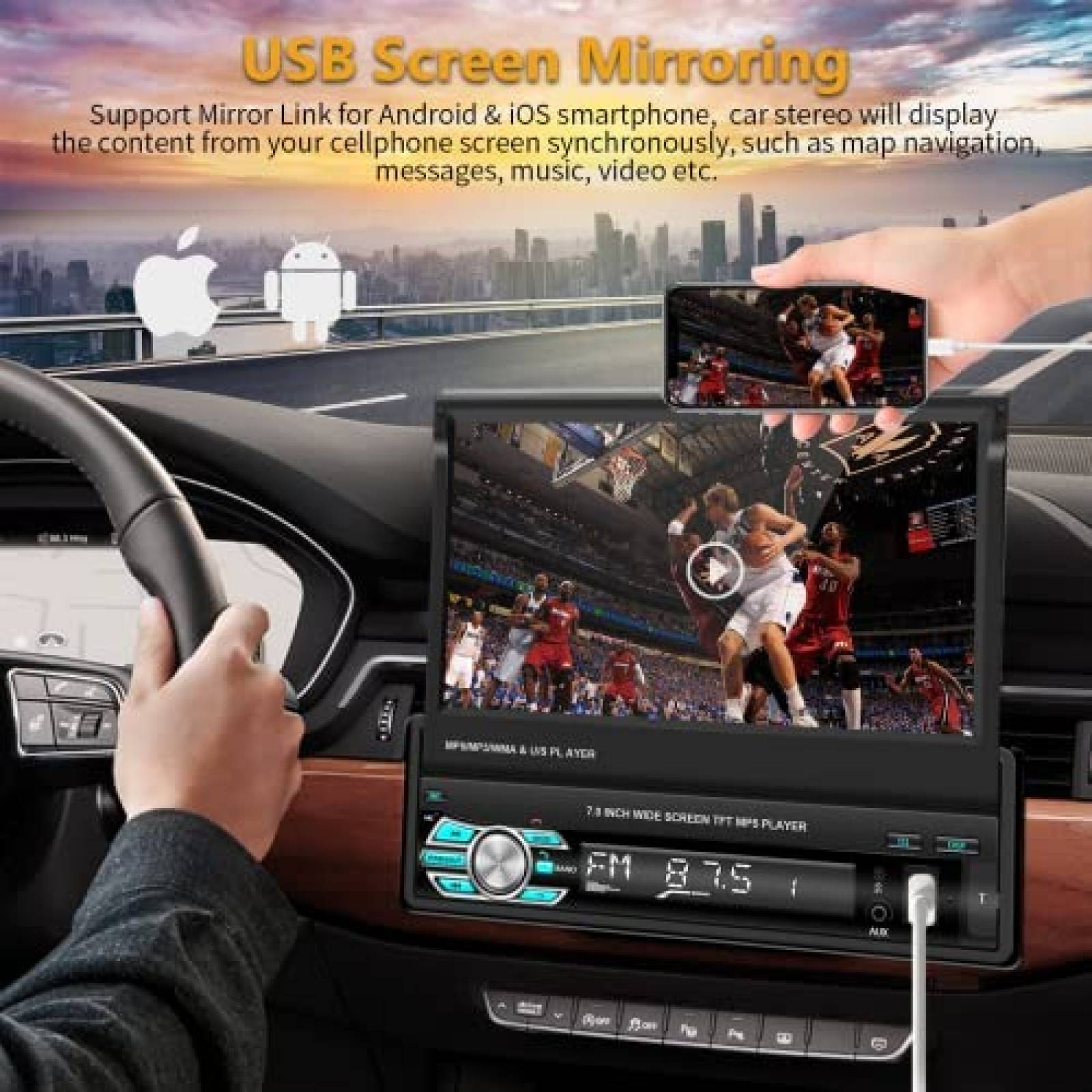 Estereo Auto Podofo 7" Touch 1 Din Bluetooth Camara -Negro