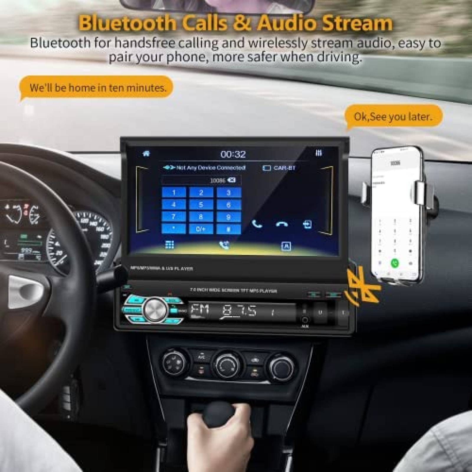 Estereo Auto Podofo 7" Touch 1 Din Bluetooth Camara -Negro