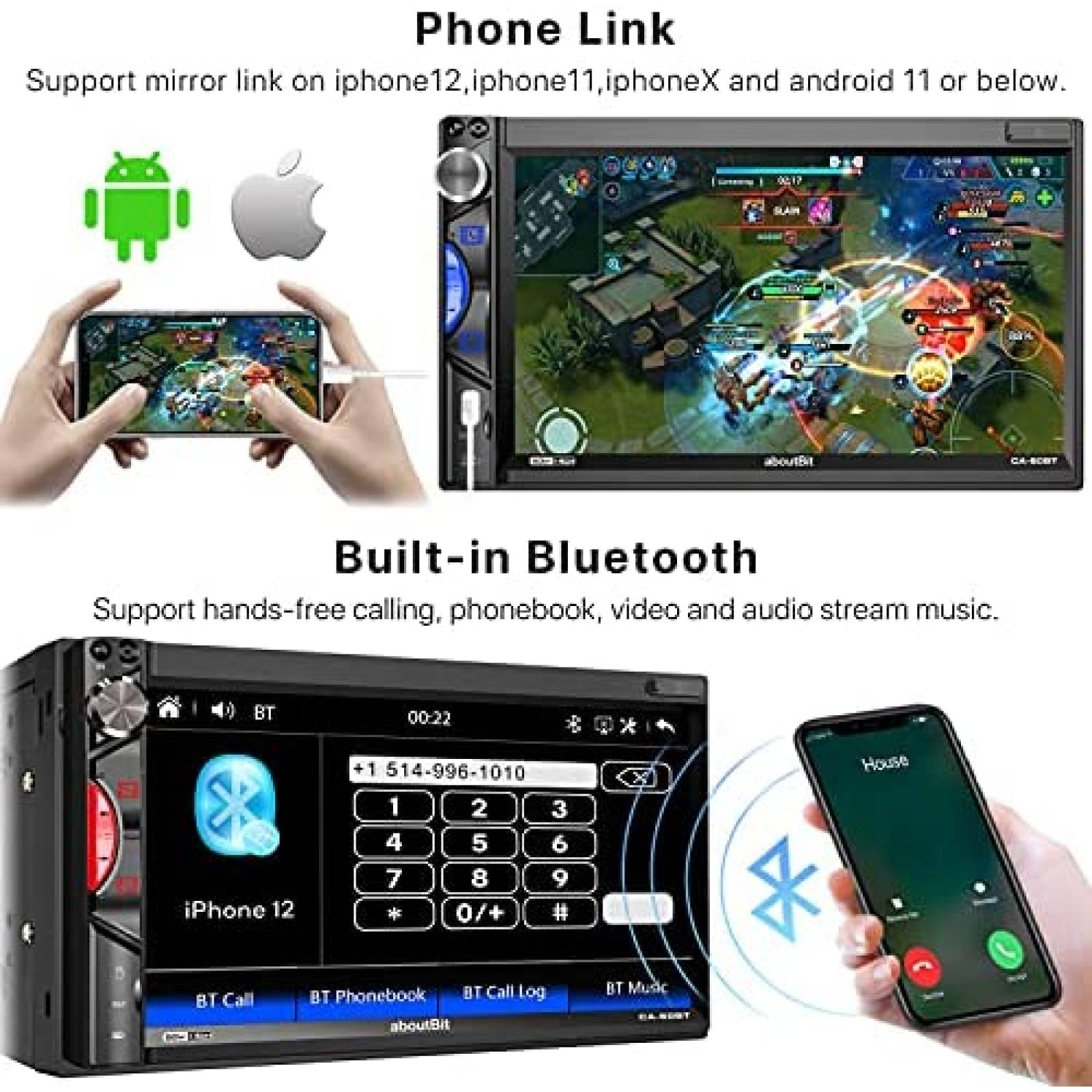 Reproductor Multimedia para Auto AboutBit 7" Touch Doble Din