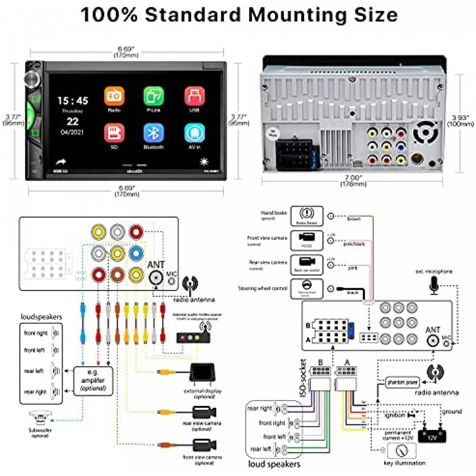 Reproductor Multimedia para Auto AboutBit 7" Touch Doble Din