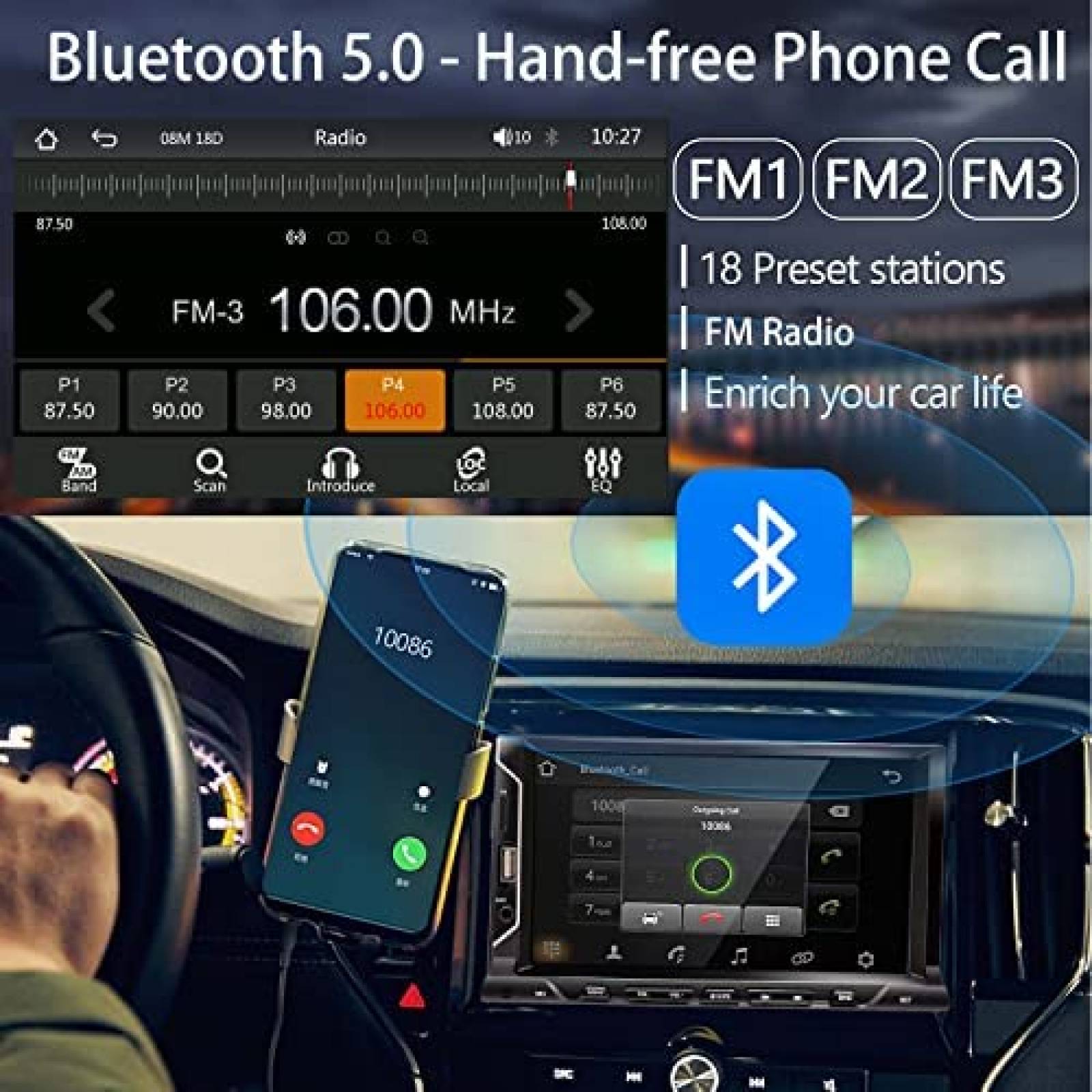 Estereo De Coche Leadfan Doble Din Bluetooth 7 Pulgadas