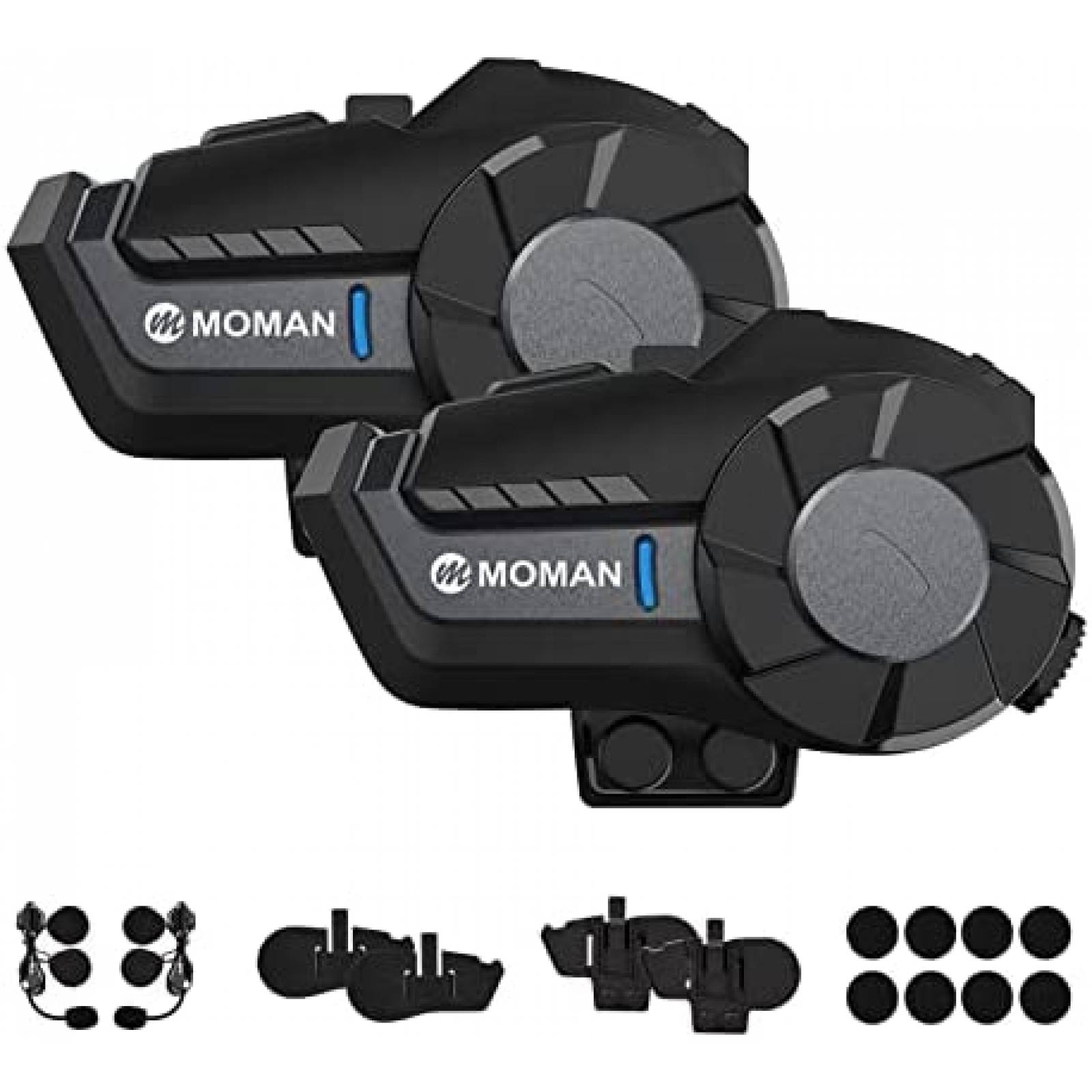 Intercomunicador De Casco MOMAN H2 2 Piezas -Negro