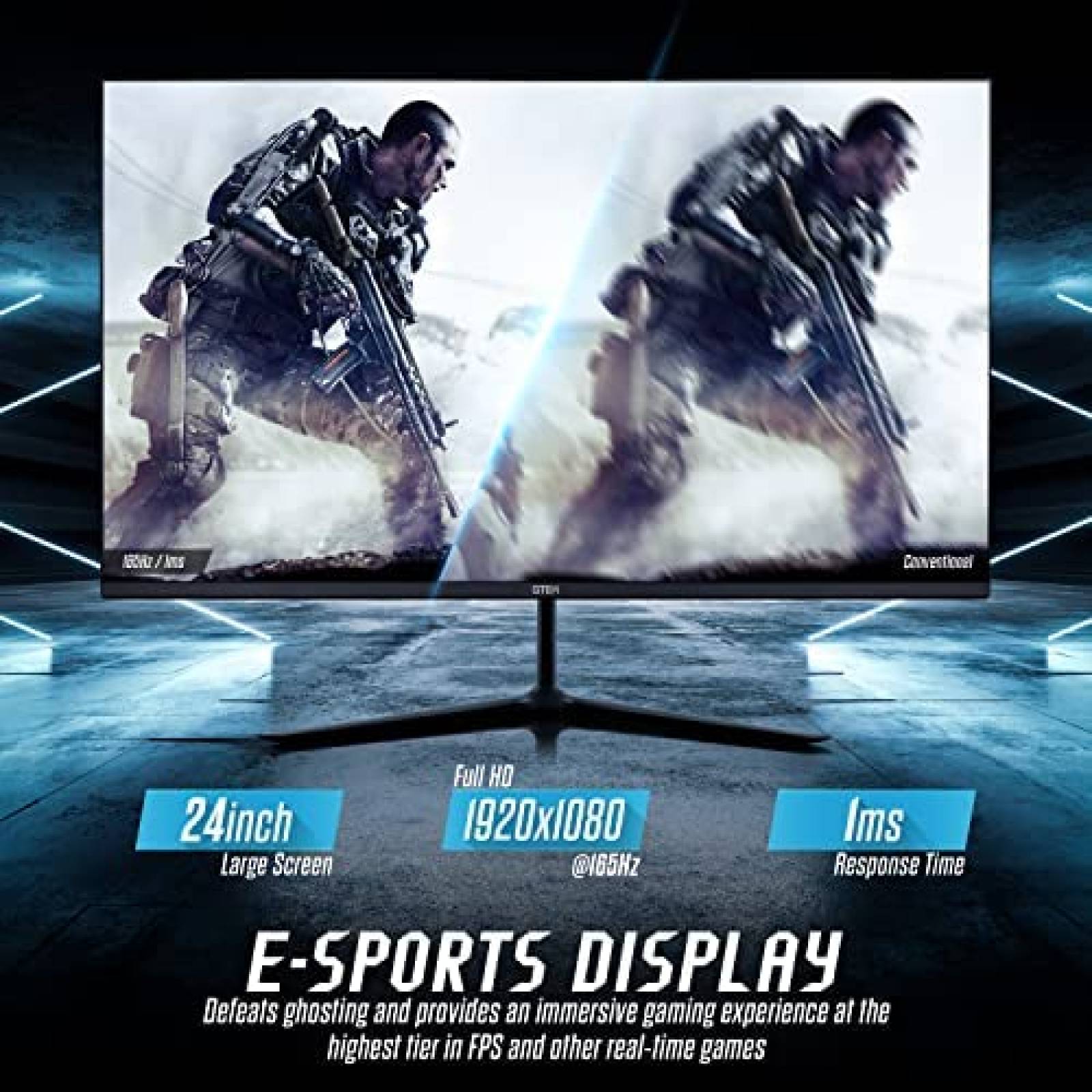 Monitor Gamer GTEK IPS 24 Pulgadas Full HD 144Hz -Negro