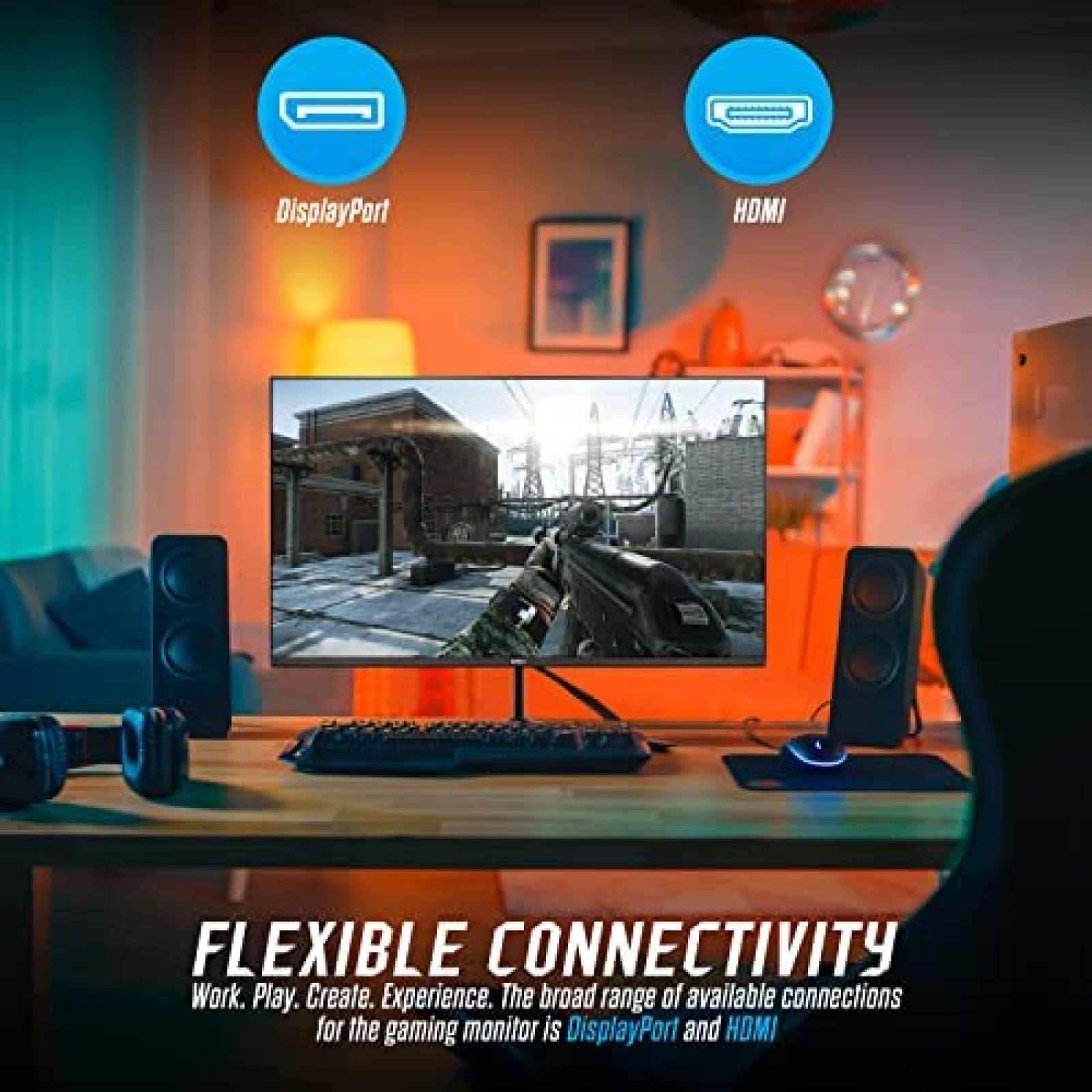 Monitor Gamer GTEK IPS 24 Pulgadas Full HD 144Hz -Negro