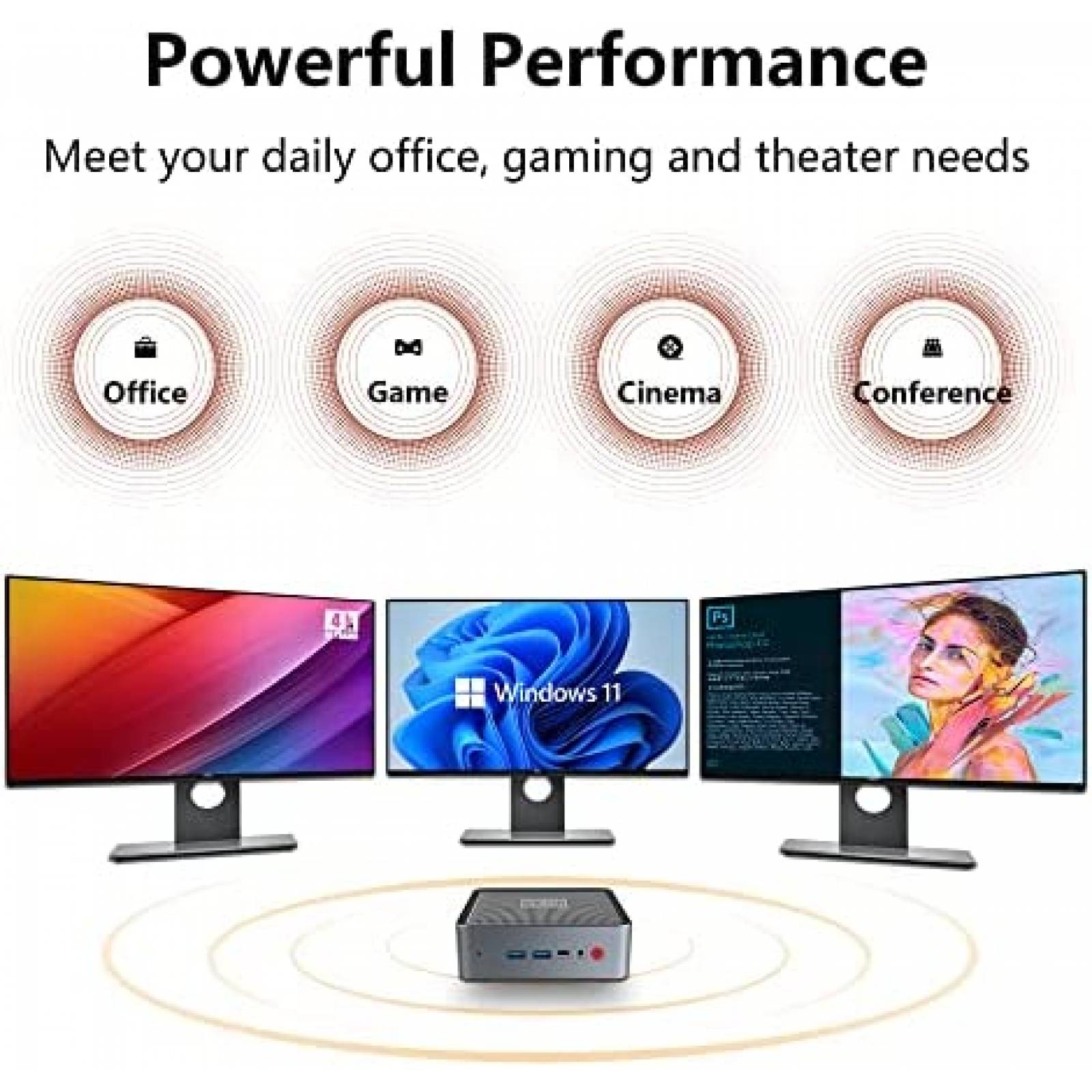 Mini PC Gamer BOSGAME AMD Ryzen 5 16GB RAM 512GB SSD -Gris