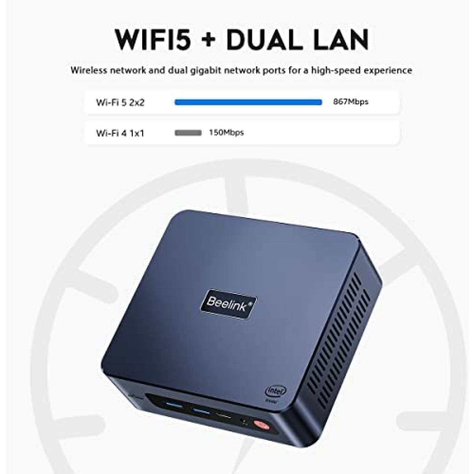 Mini PC Beelink U59 Pro Intel N5105 16GB RAM 500GB SSD -Azul