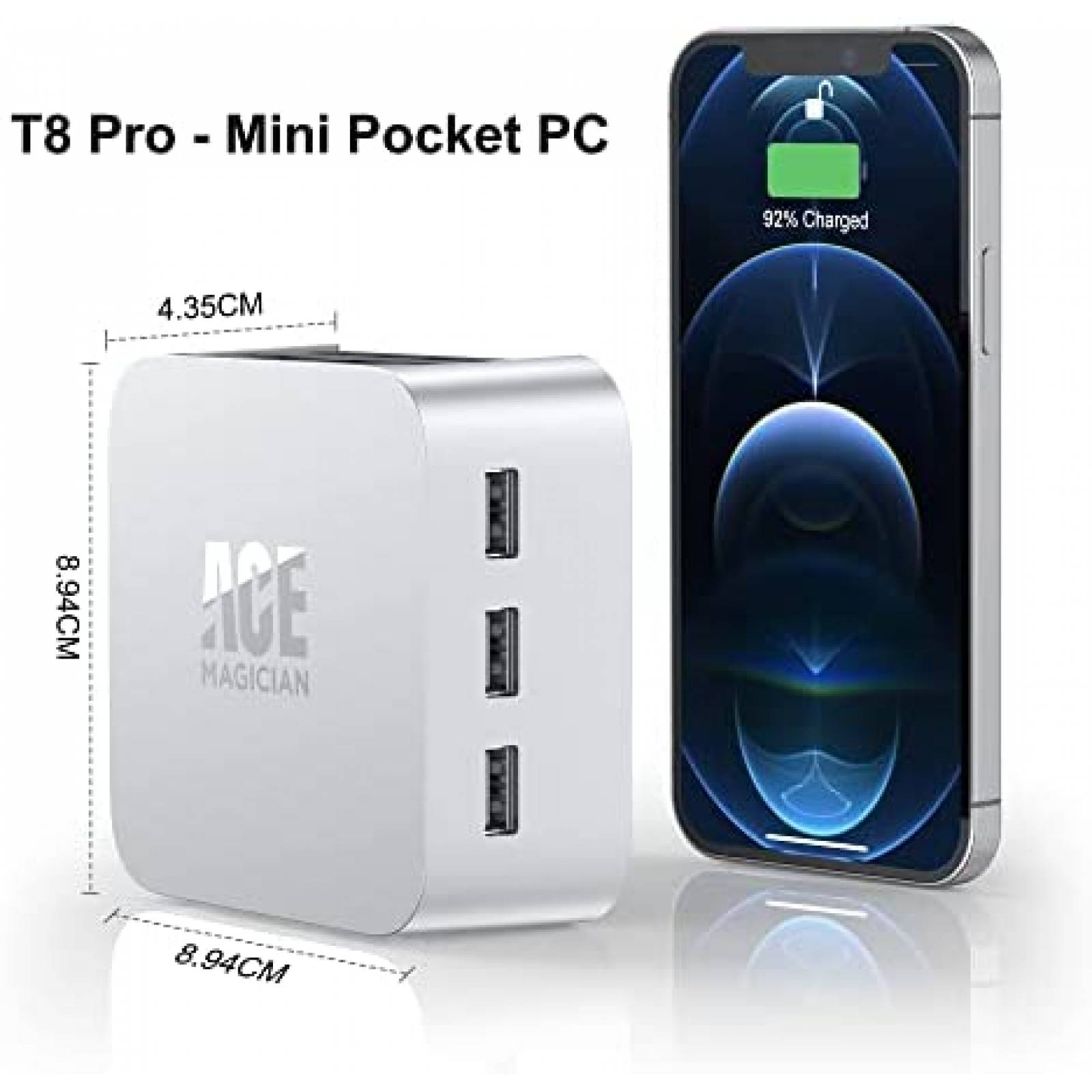 Mini PC ACEMAGICIAN Intel N5095 8GB RAM 256GB SSD -Plateado