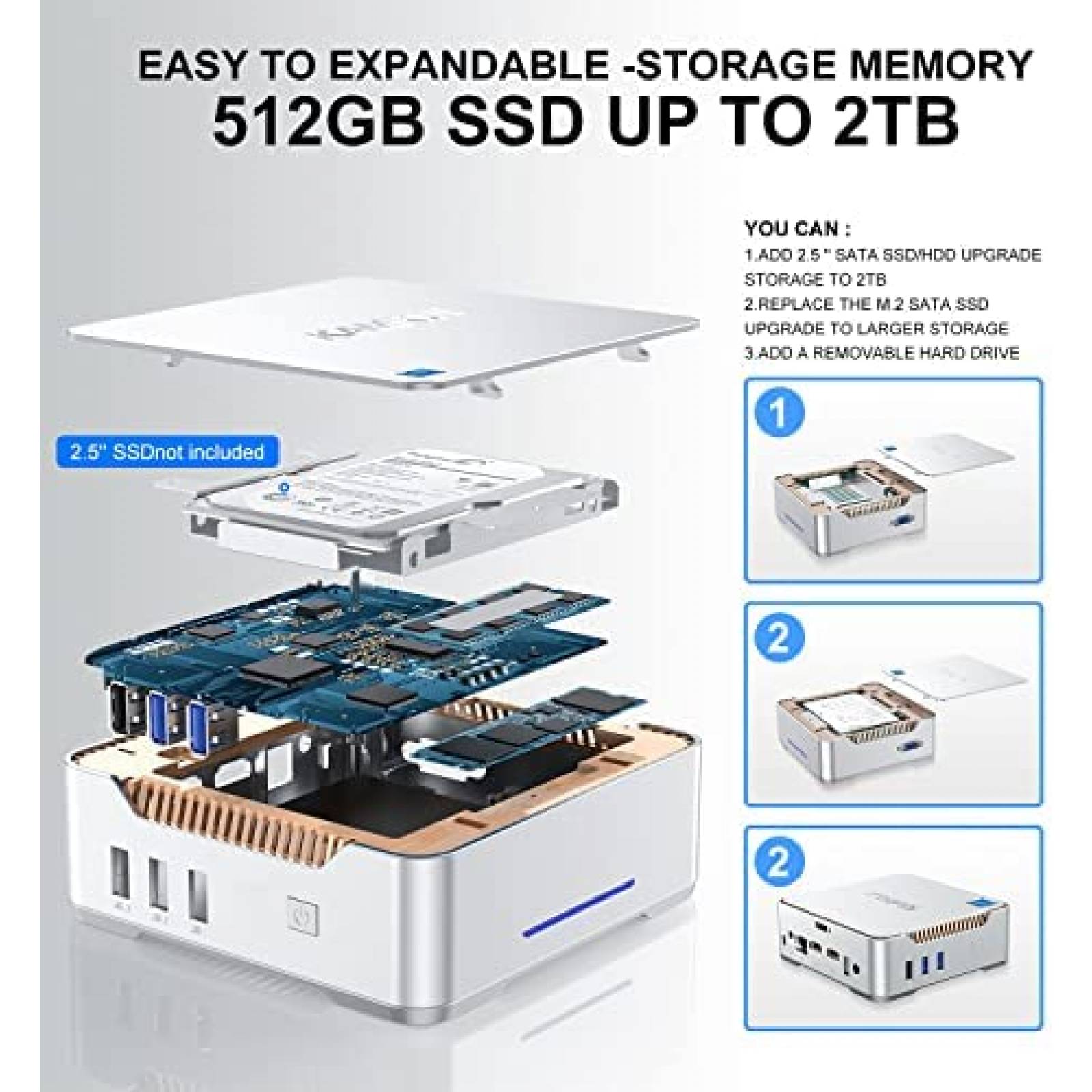 Mini PC KAMRUI GK3 Pro Intel N5105 16GB RAM 512GB SSD