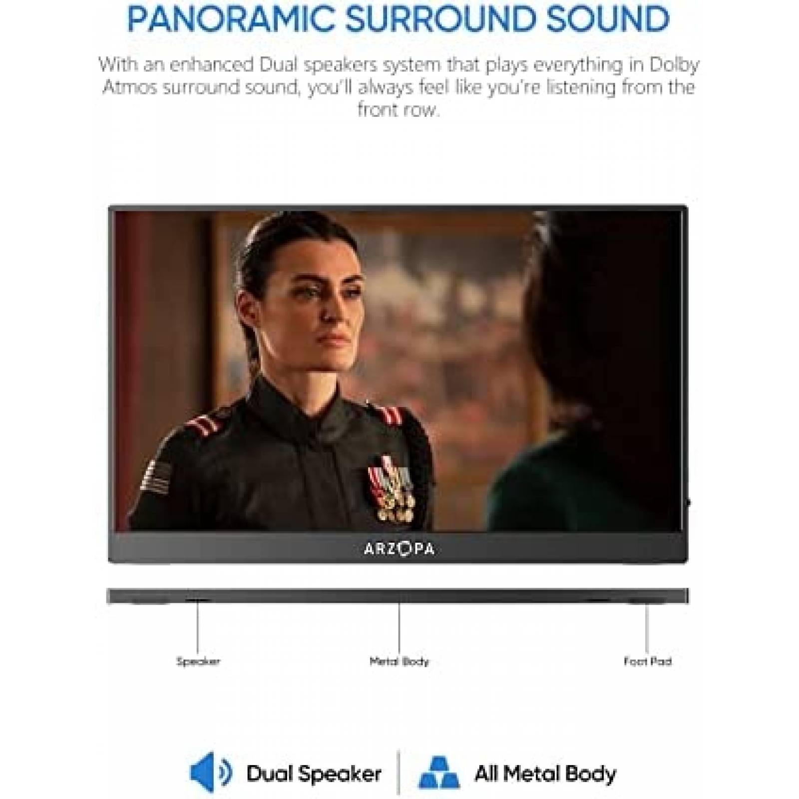 Monitor Portatil Arzopa 17.3'' 60Hz 1080P FHD HDMI -Negro