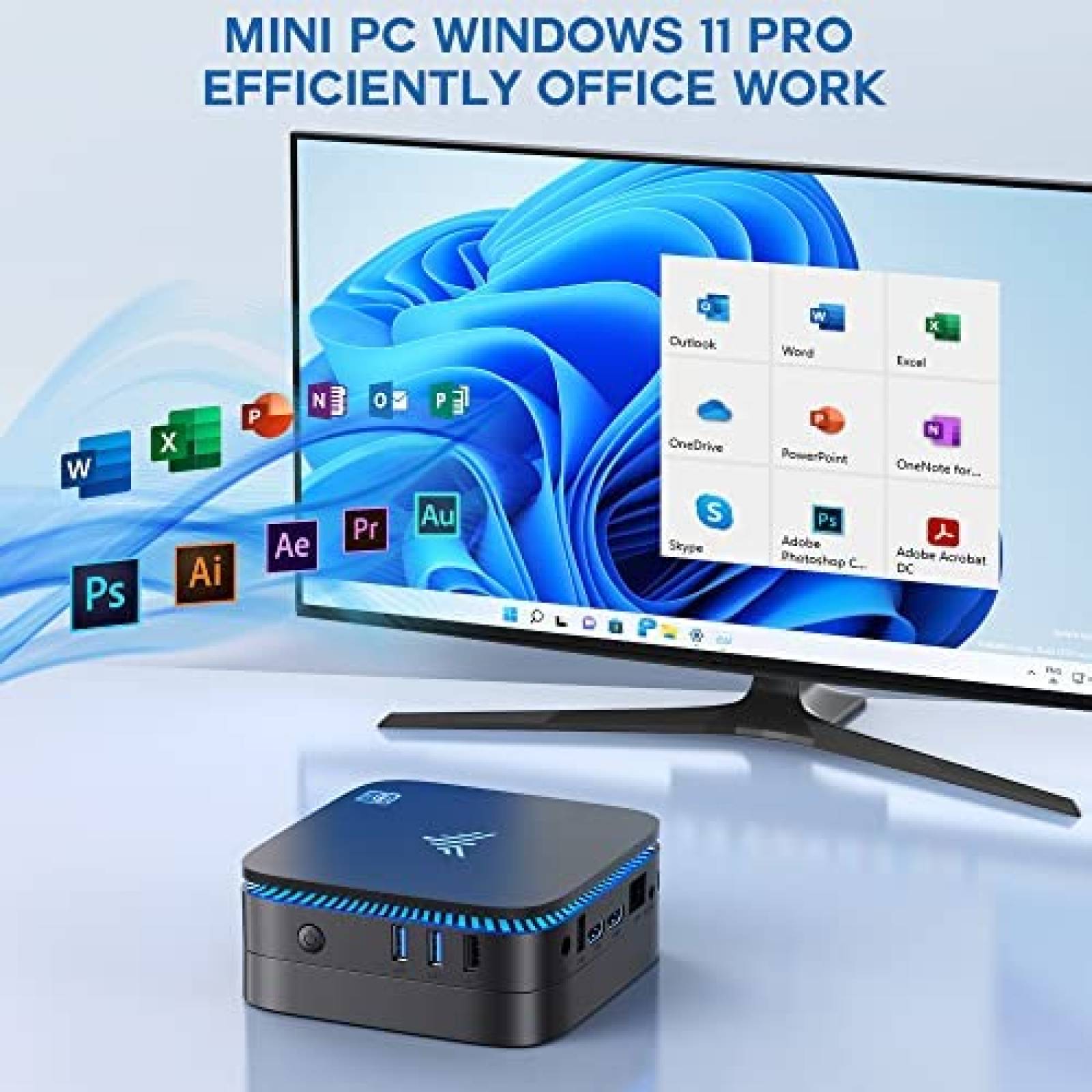Mini PC KAMRUI AK1 Pro Intel N5105 8GB RAM 256GB SSD -Negro