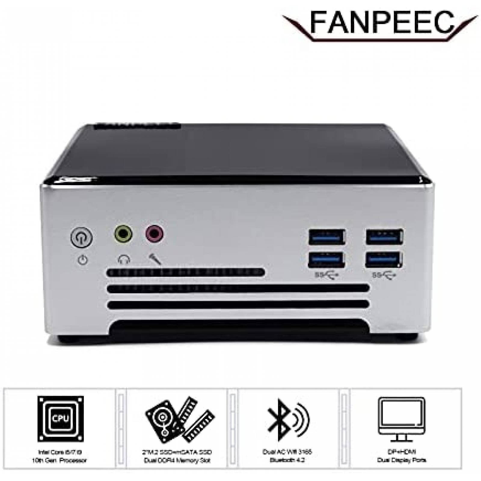 Mini PC FANPEEC Core i9 32GB RAM 512GB SSD 4K UHD -Blanco