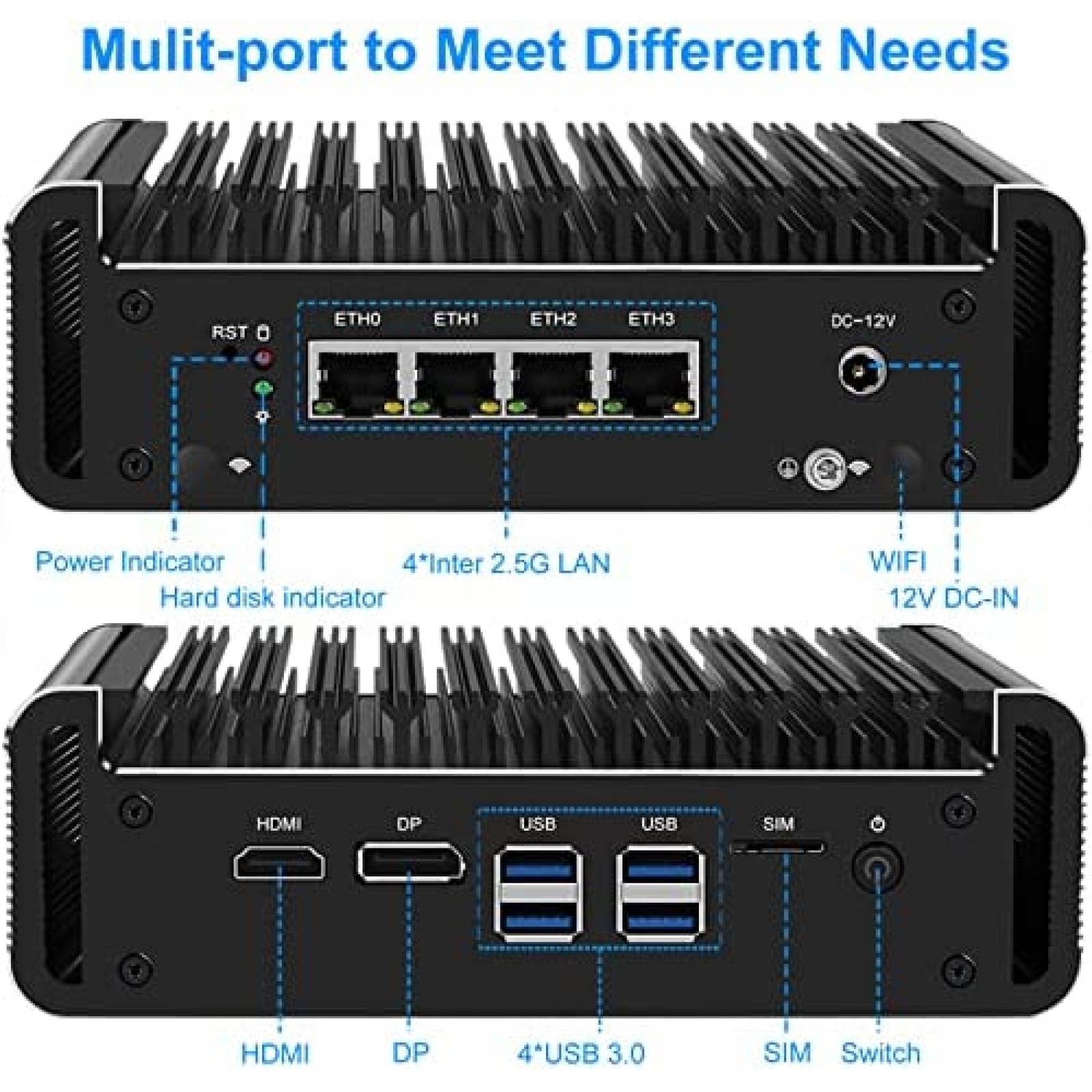 Mini PC Barebone Kikusenko Firewall J4125 8GB 128GB USB HDMI