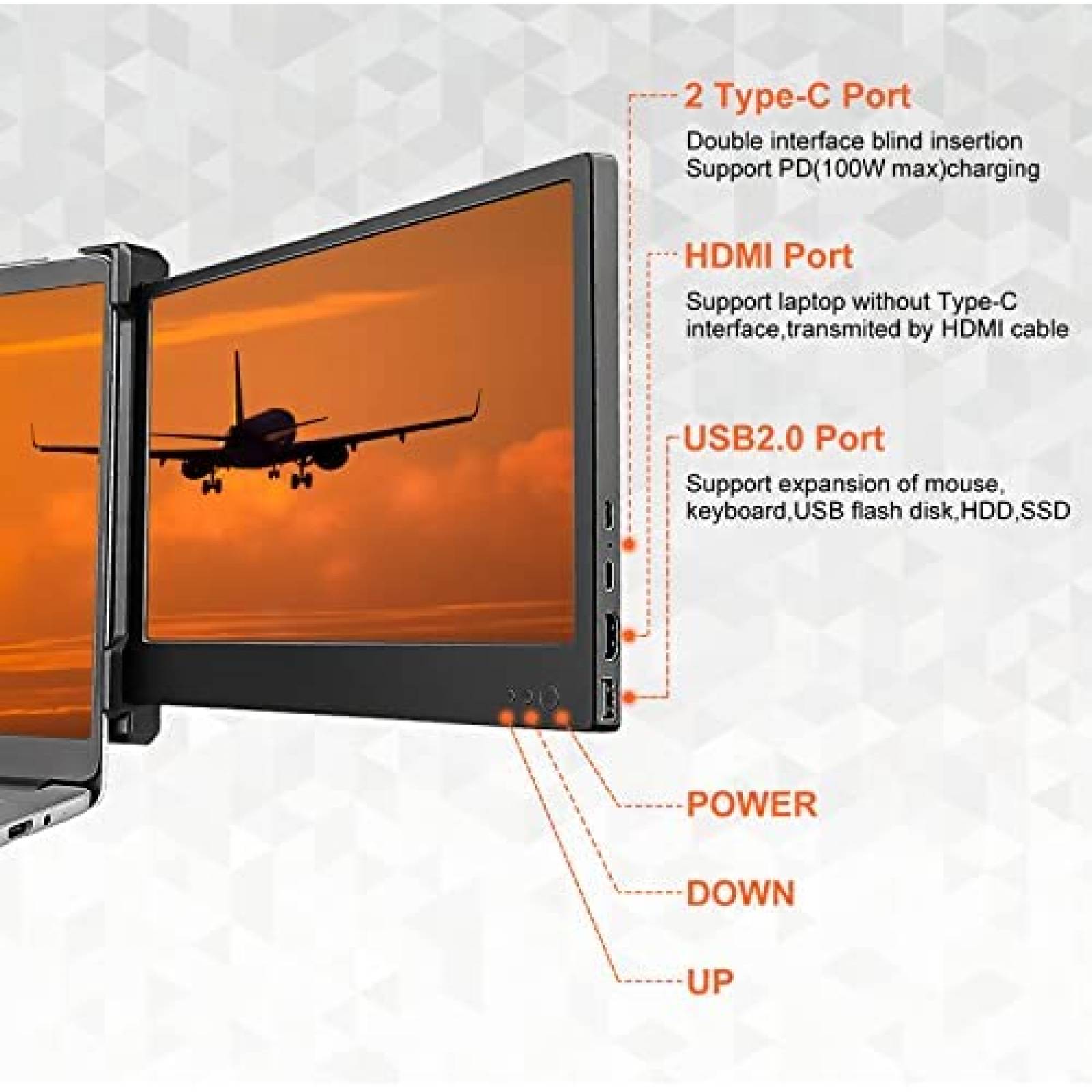 Monitor Para Laptop KEFEYA 12'' Full HD Multicompatible
