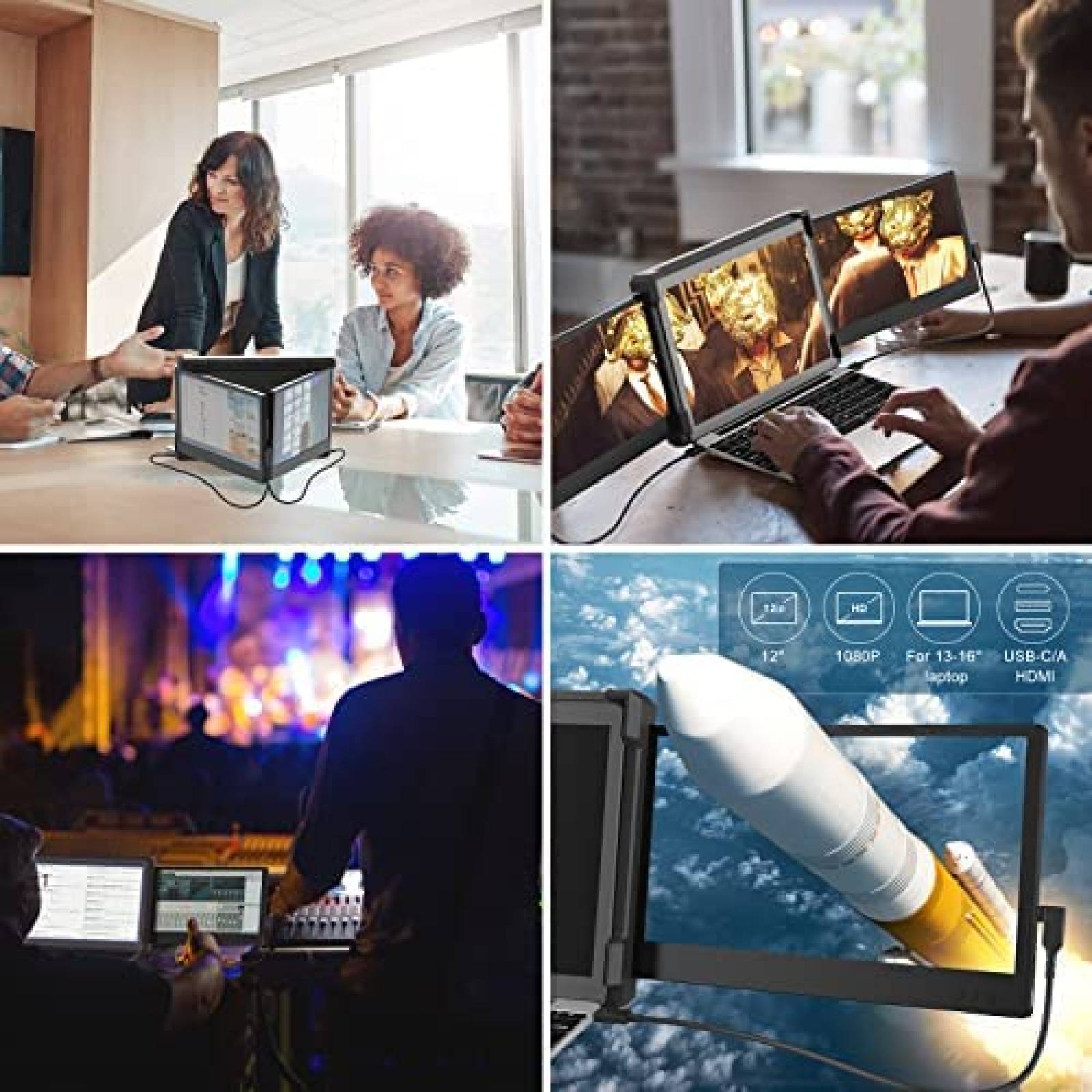 Extensor De Pantalla Para Laptop Fagomfer 12'' -Negro