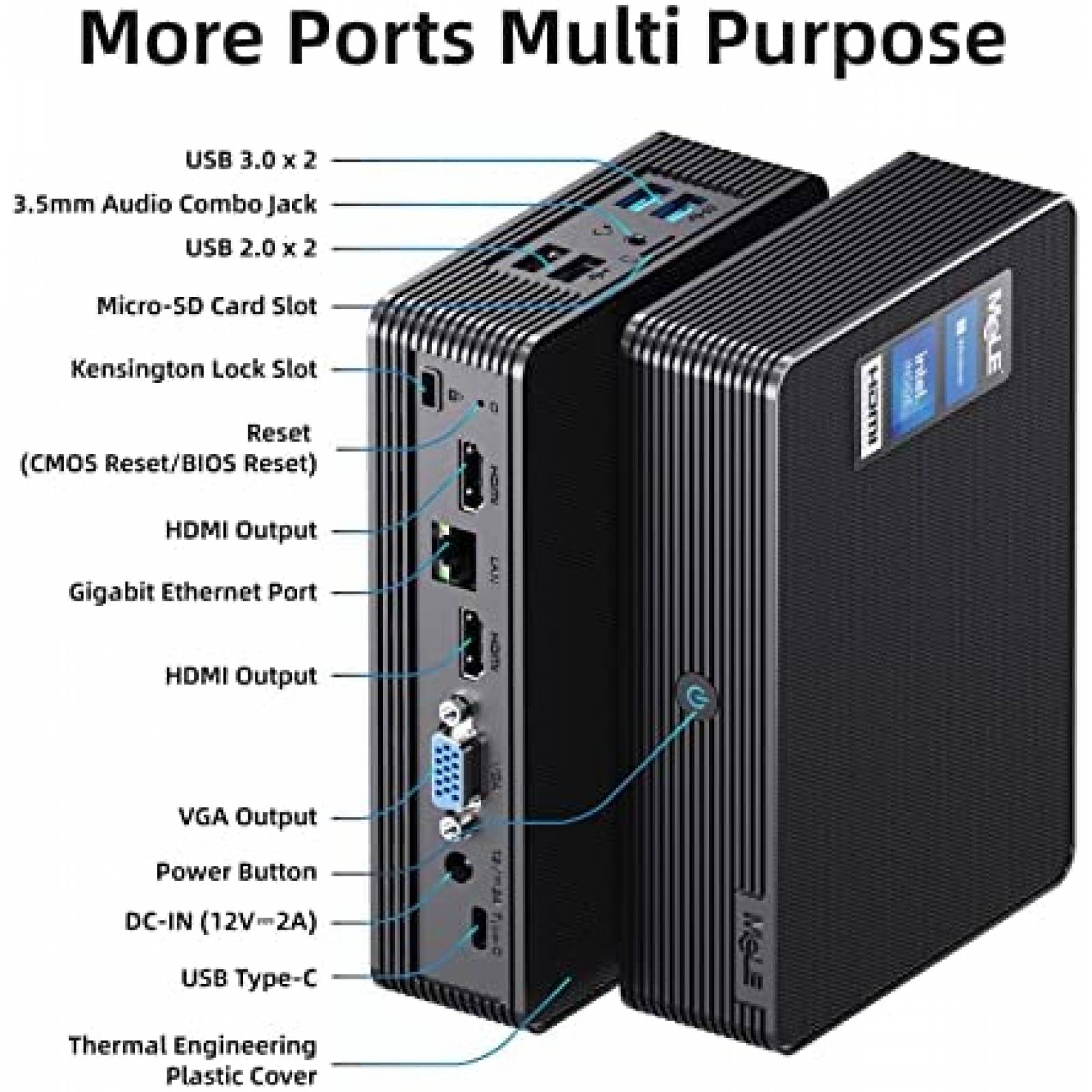 Mini PC MeLE Quieter HD3Q Intel N5105 16GB 512GB -Negro