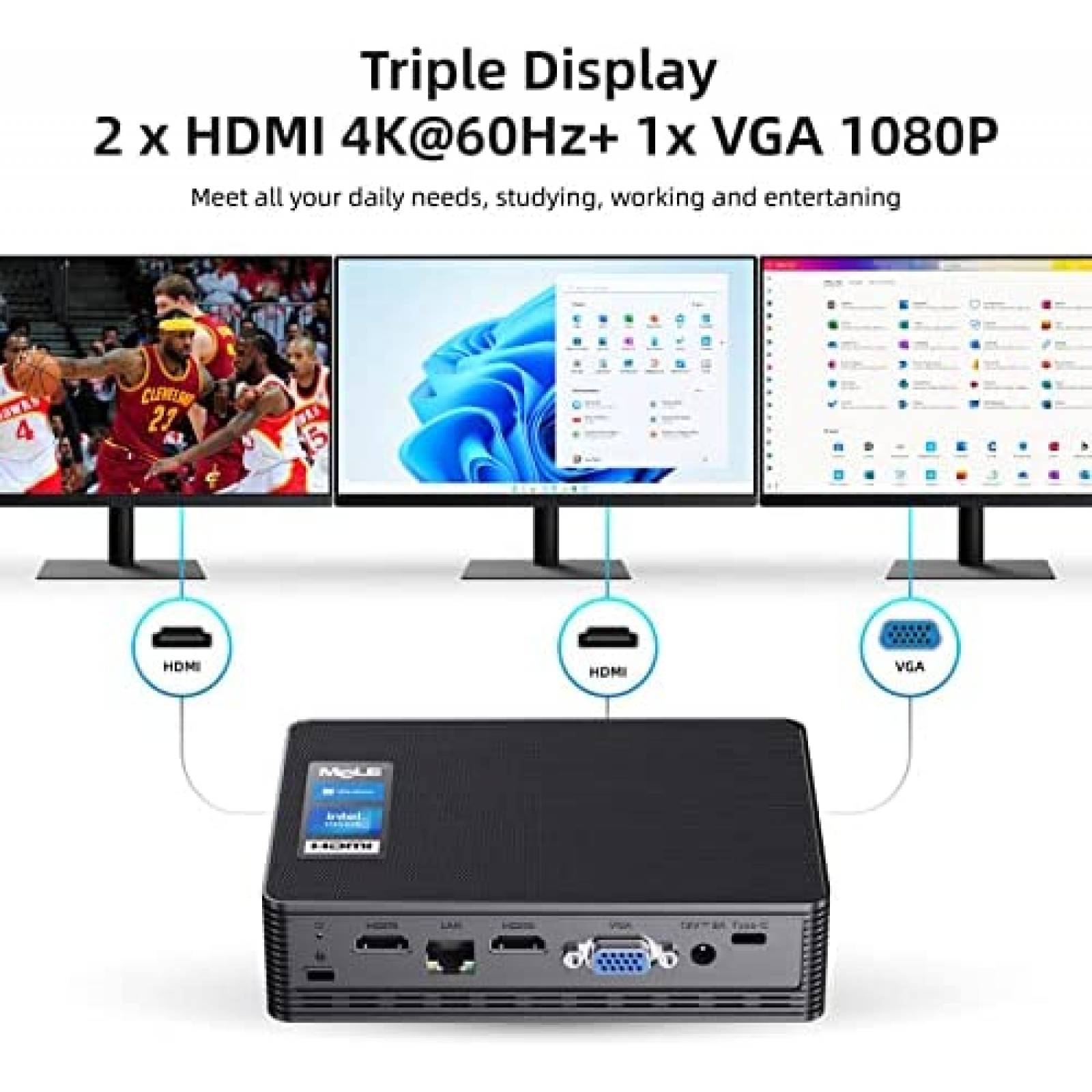 Mini PC MeLE Quieter HD3Q Intel N5105 16GB 512GB -Negro