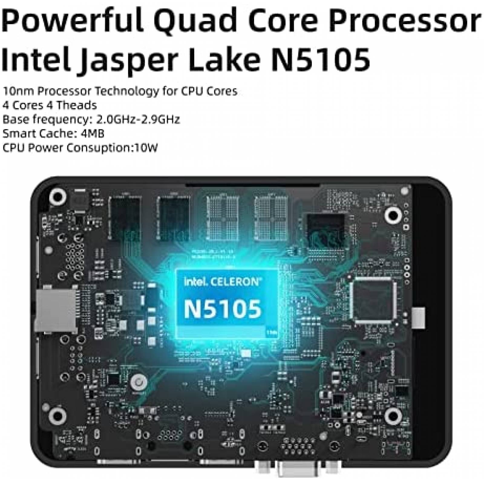 Mini PC MeLE Quieter HD3Q Intel N5105 16GB 512GB -Negro