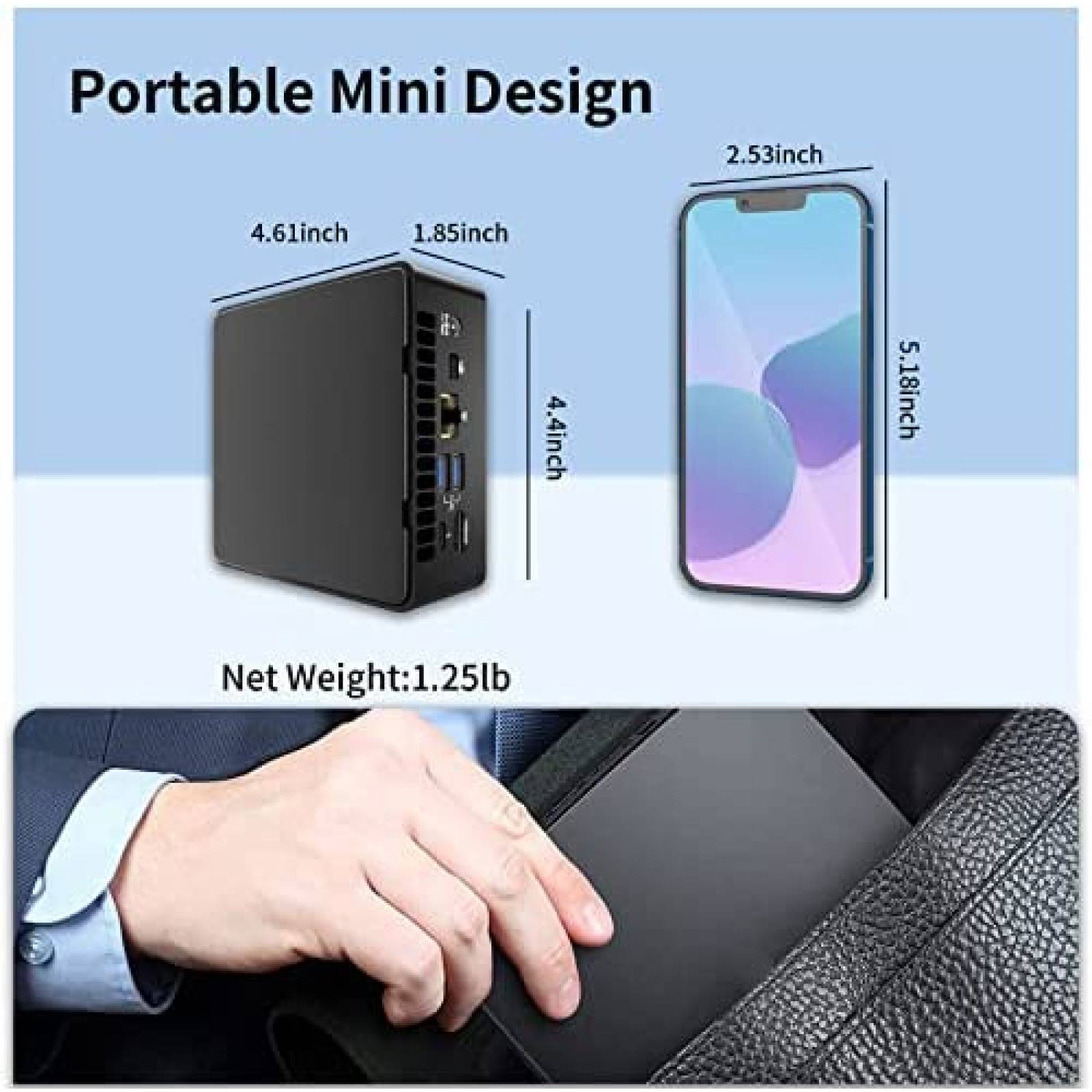 Mini PC Reatan NUC Intel Core i7 32GB RAM 1TB SSD -Negro