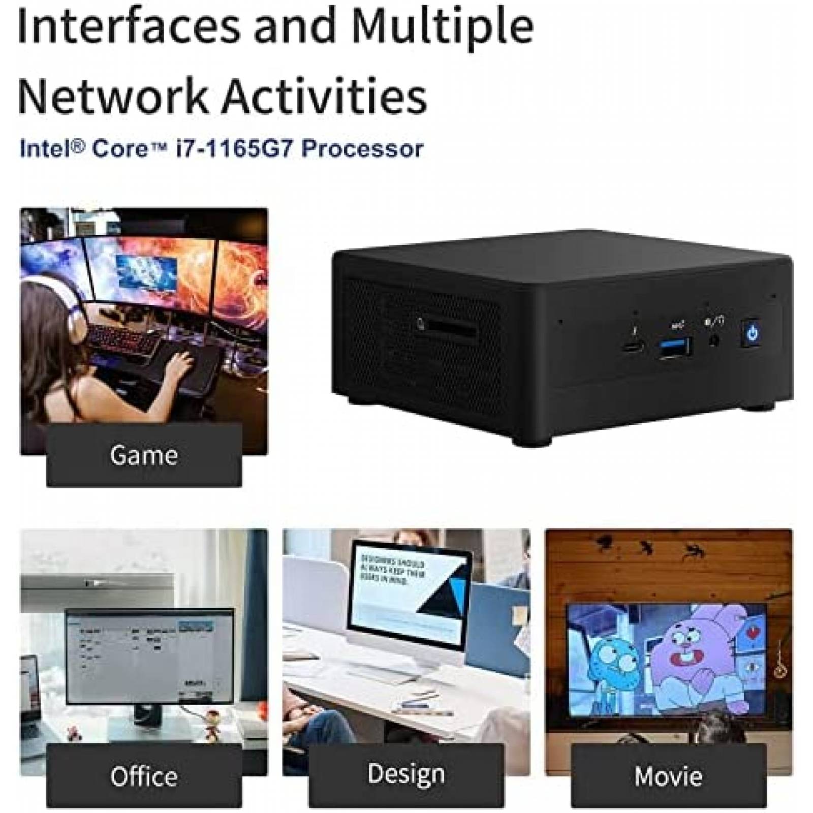 Mini PC Reatan NUC Intel Core i7 32GB RAM 1TB SSD -Negro