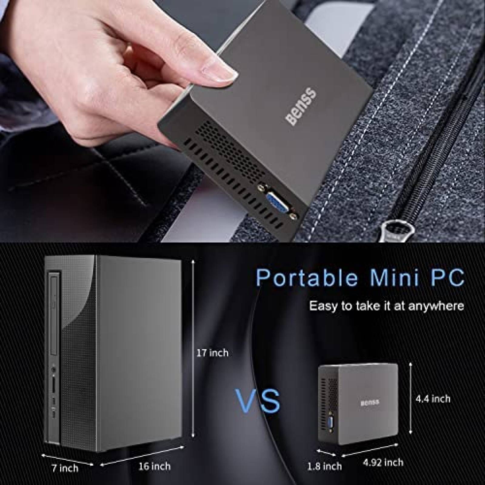 Mini PC Benss B00JP1 Intel N5095 8GB 128GB USB HDMI Win 10