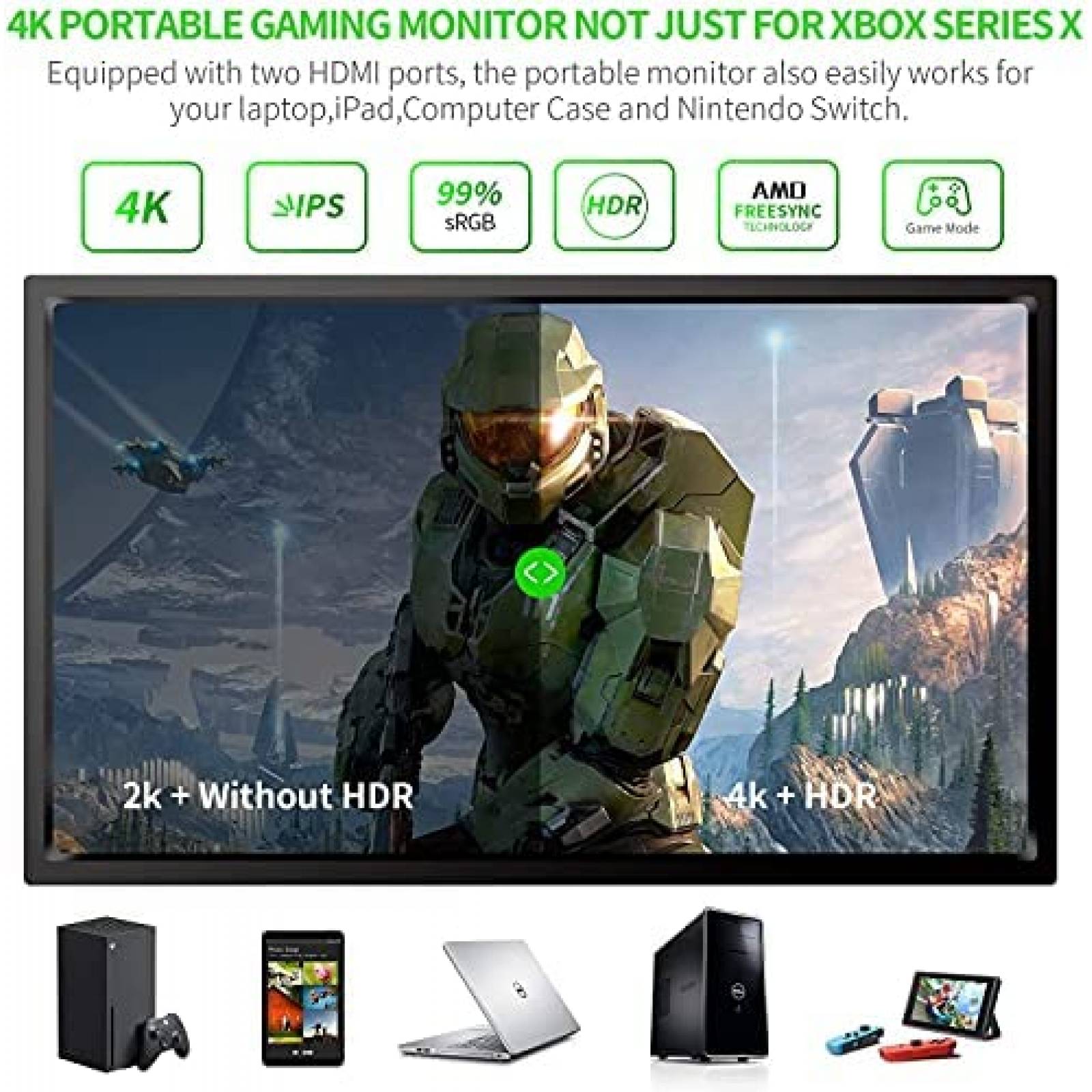 Monitor Portatil G-STORY 12.5'' Para Xbox Series X 4K -Negro