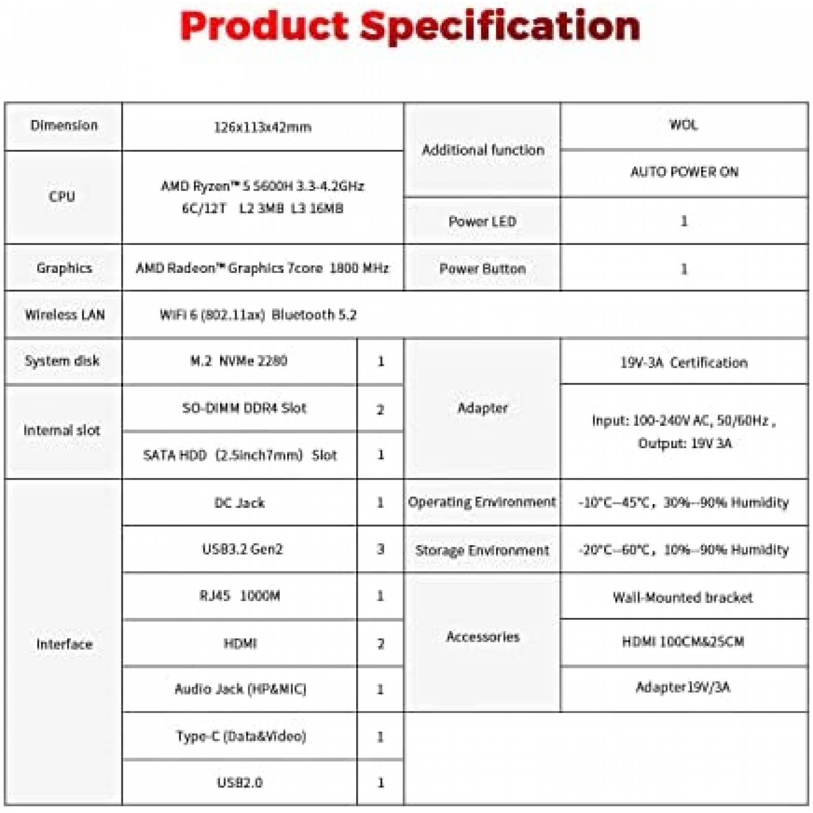 Mini PC Beelink SER5 Pro Ryzen 16GB 500GB USB HDMI WiFi