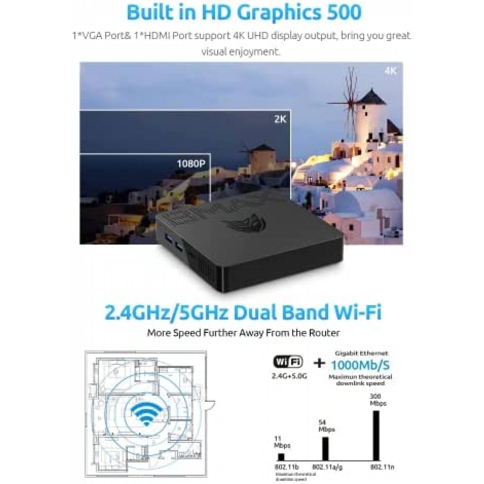 Mini PC Bmax B1 Plus Intel N3350 6GB 64GB USB HDMI Win 10