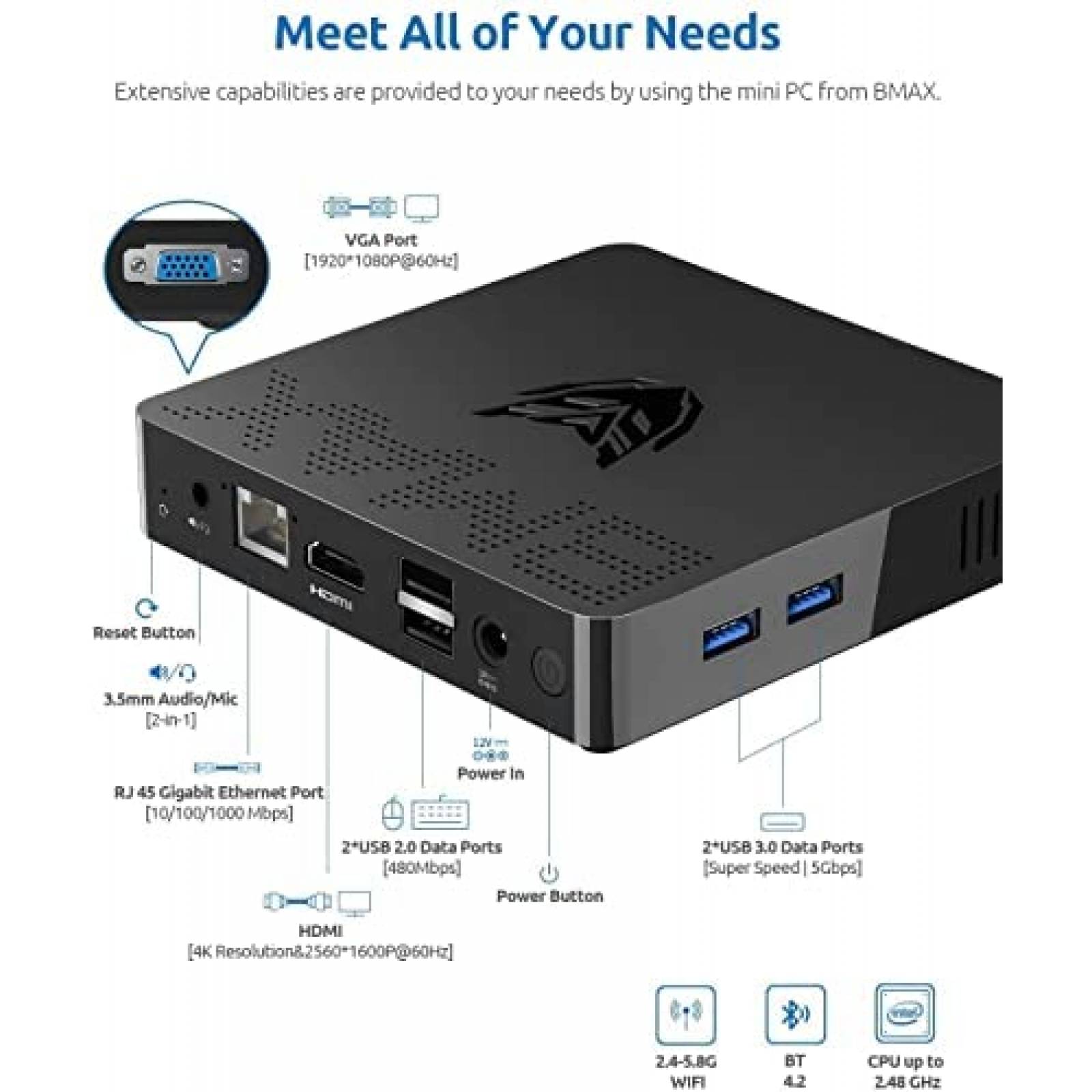 Mini PC Bmax B1 Plus Intel N3350 6GB 64GB USB HDMI Win 10