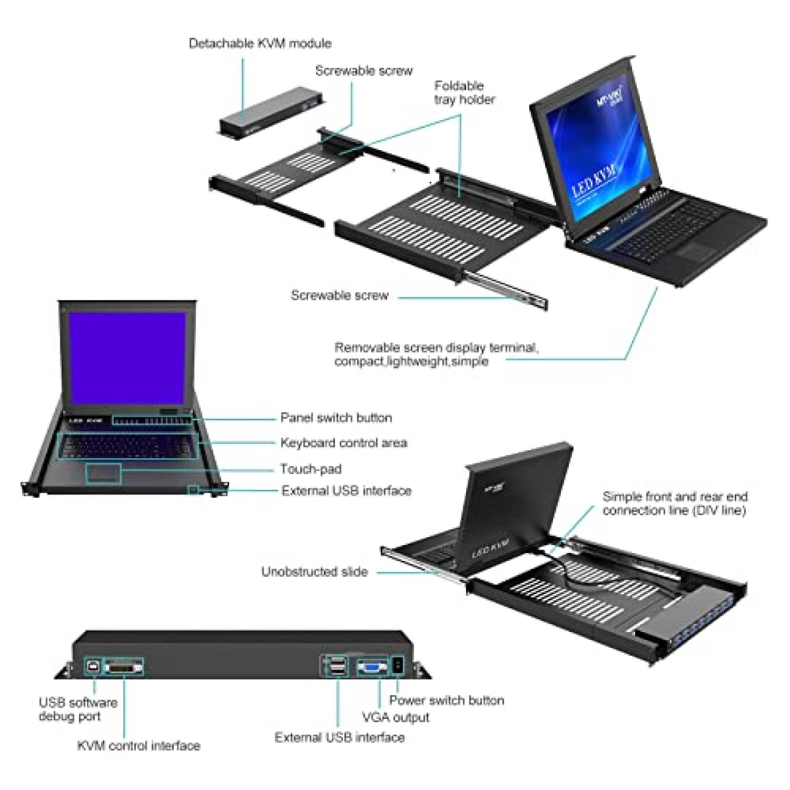 Montaje en Rack de 1U MT-VIKIConmutador de Puertos VGA