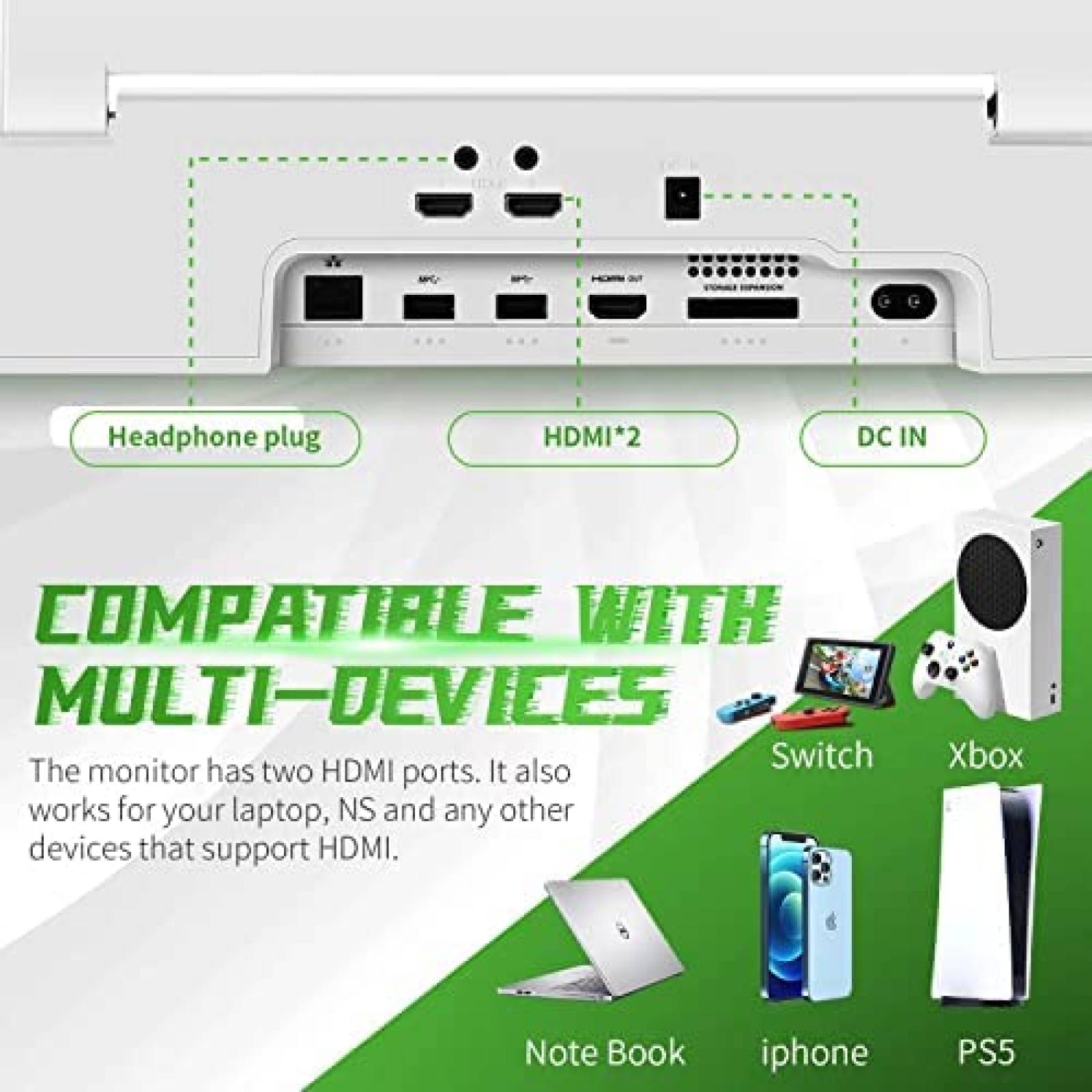 Monitor Portatil G-STORY Para Xbox Series S 4K -Blanco