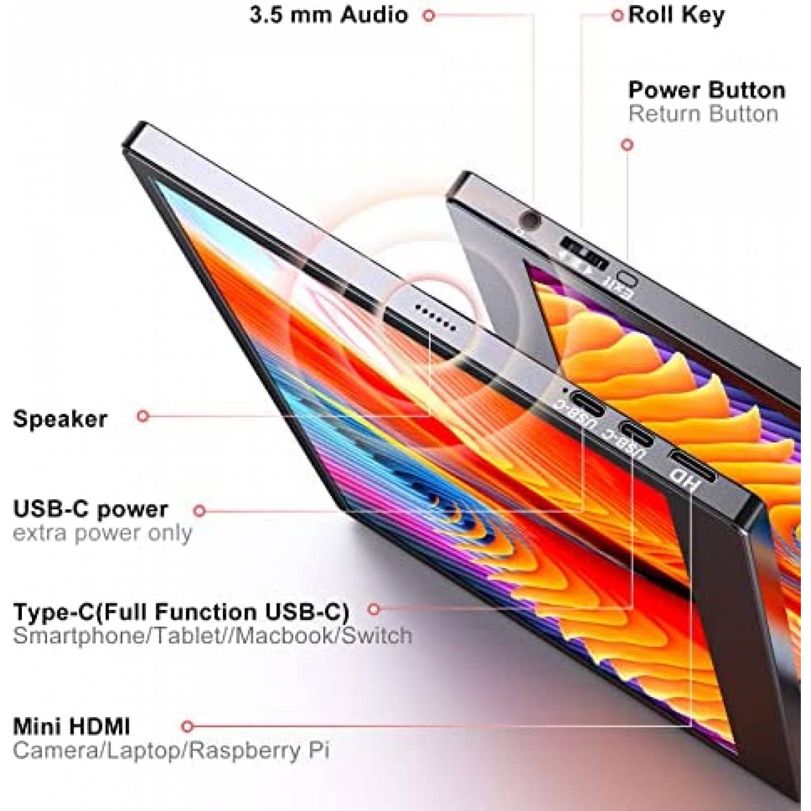 Monitor EYOYO 11.6 Pulgadas Touchscreen Portatil -Negro