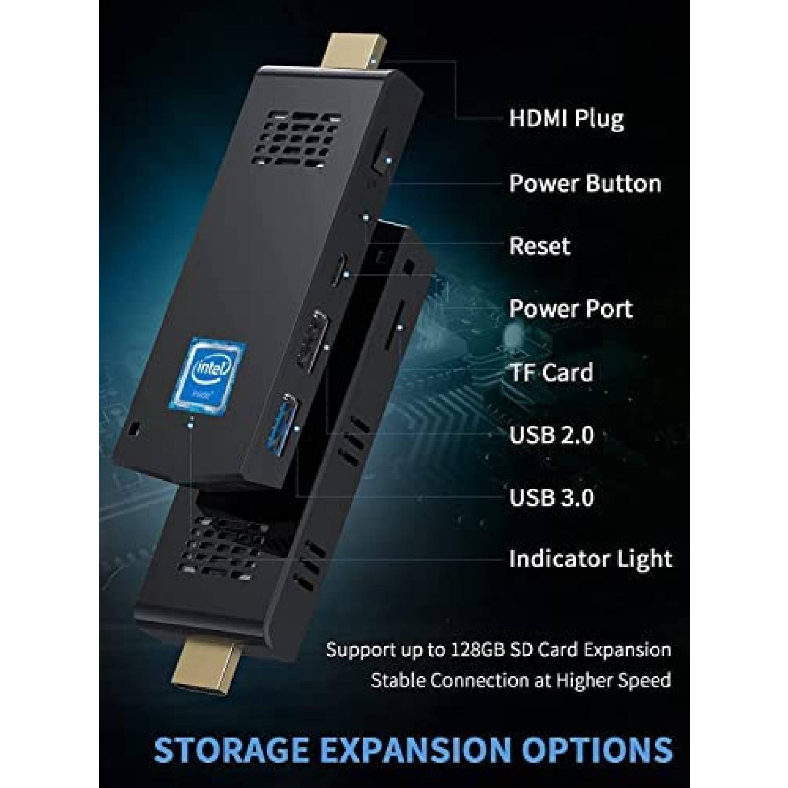 Mini PC OUVISLITE Intel Atom X5-Z8350 8GB 128GB -Negro