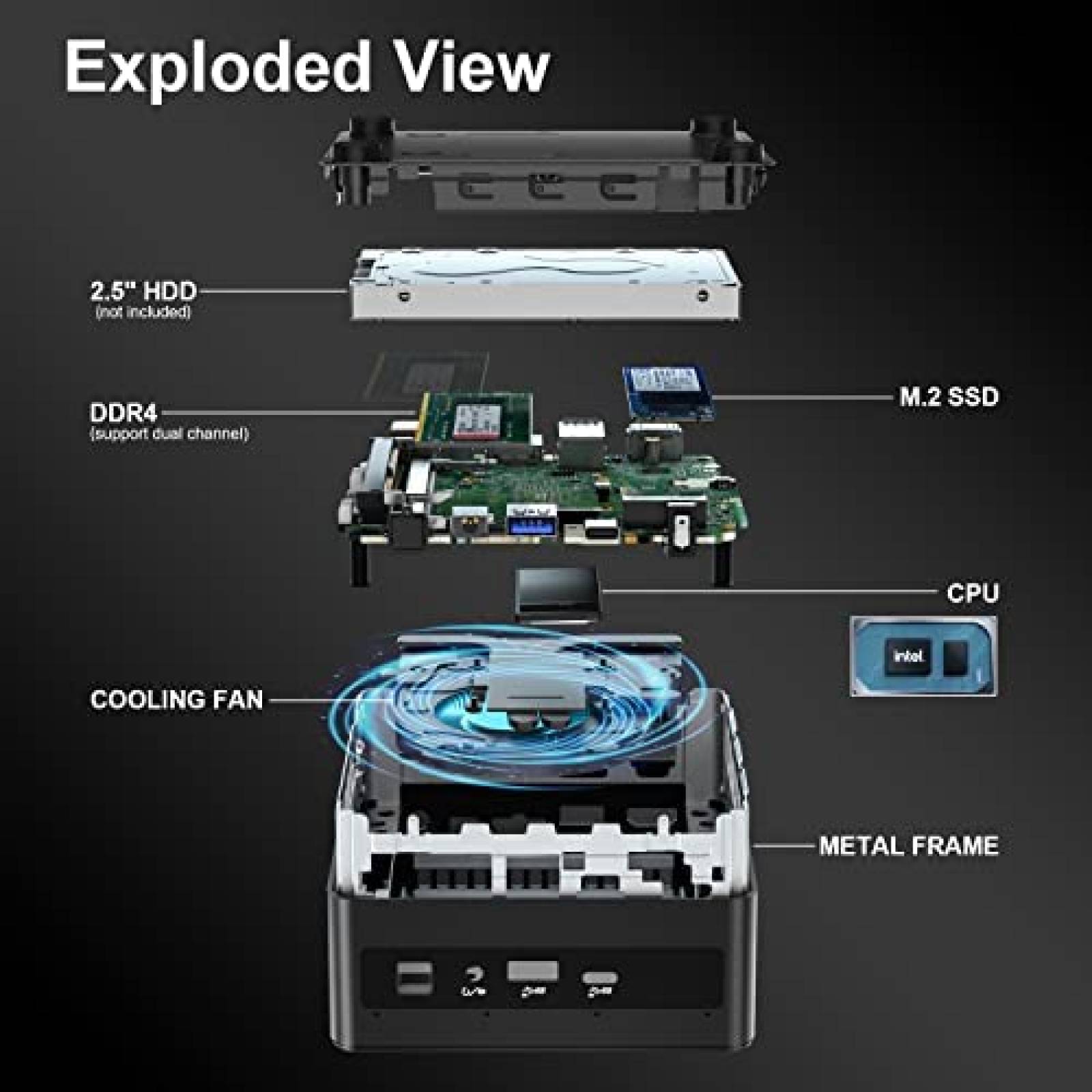 Mini PC GEEKOM IT8 Intel Core i3 8GB RAM 256GB SSD -Negro