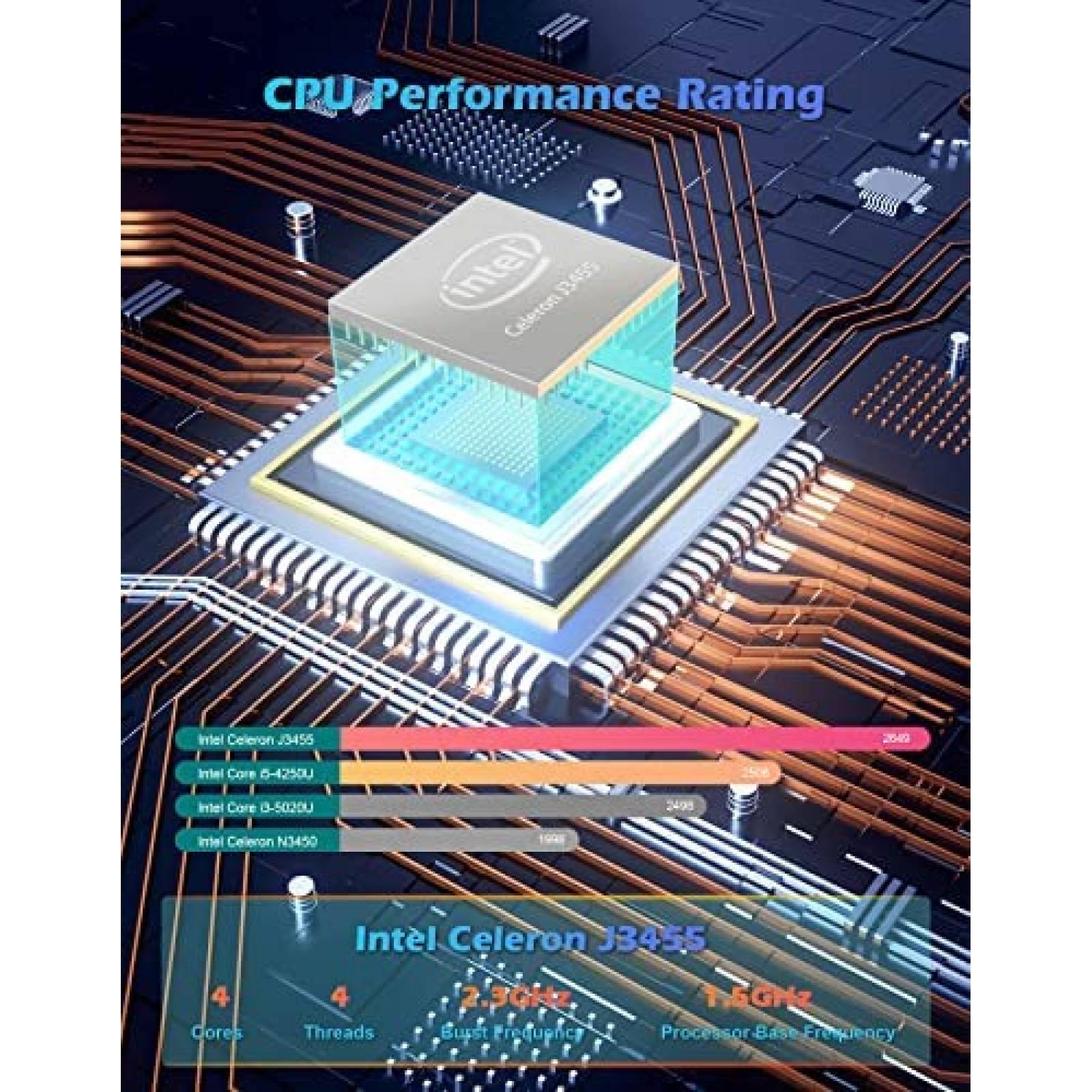 Mini PC AWOW Intel Celeron J3455 8GB DDR4 128GB SSD -Negro