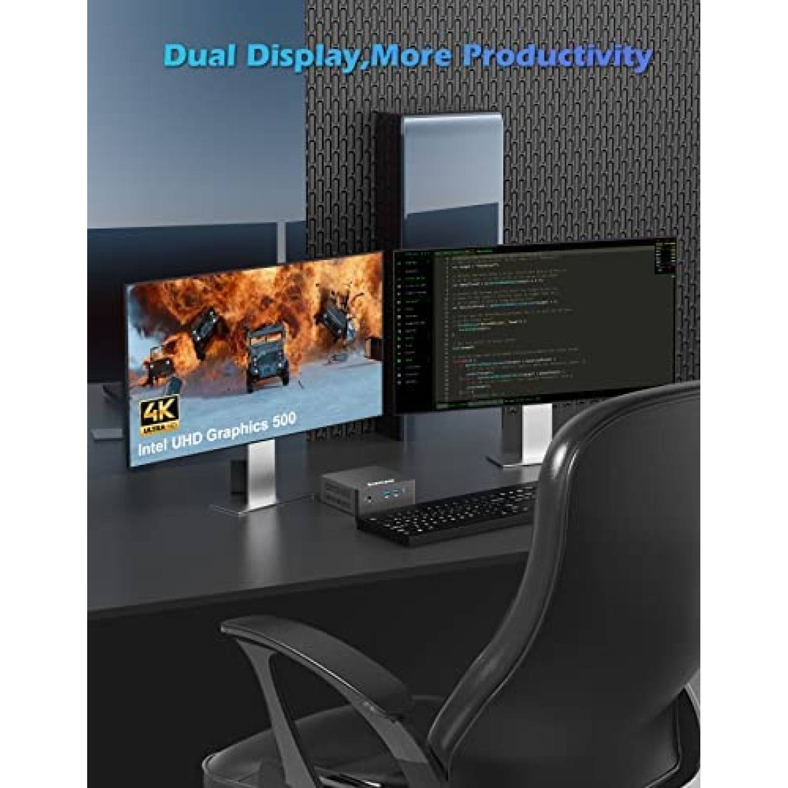 Mini PC AWOW Intel Celeron J3455 8GB DDR4 128GB SSD -Negro