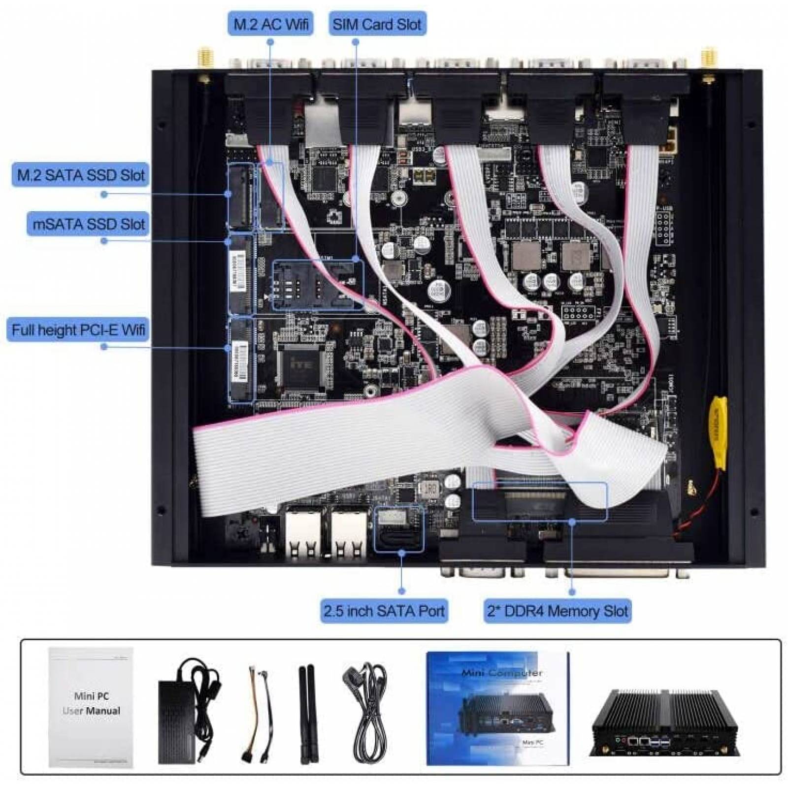 Mini PC WEIDIAN Intel Core i7 8GB RAM 256GB SSD -Negro