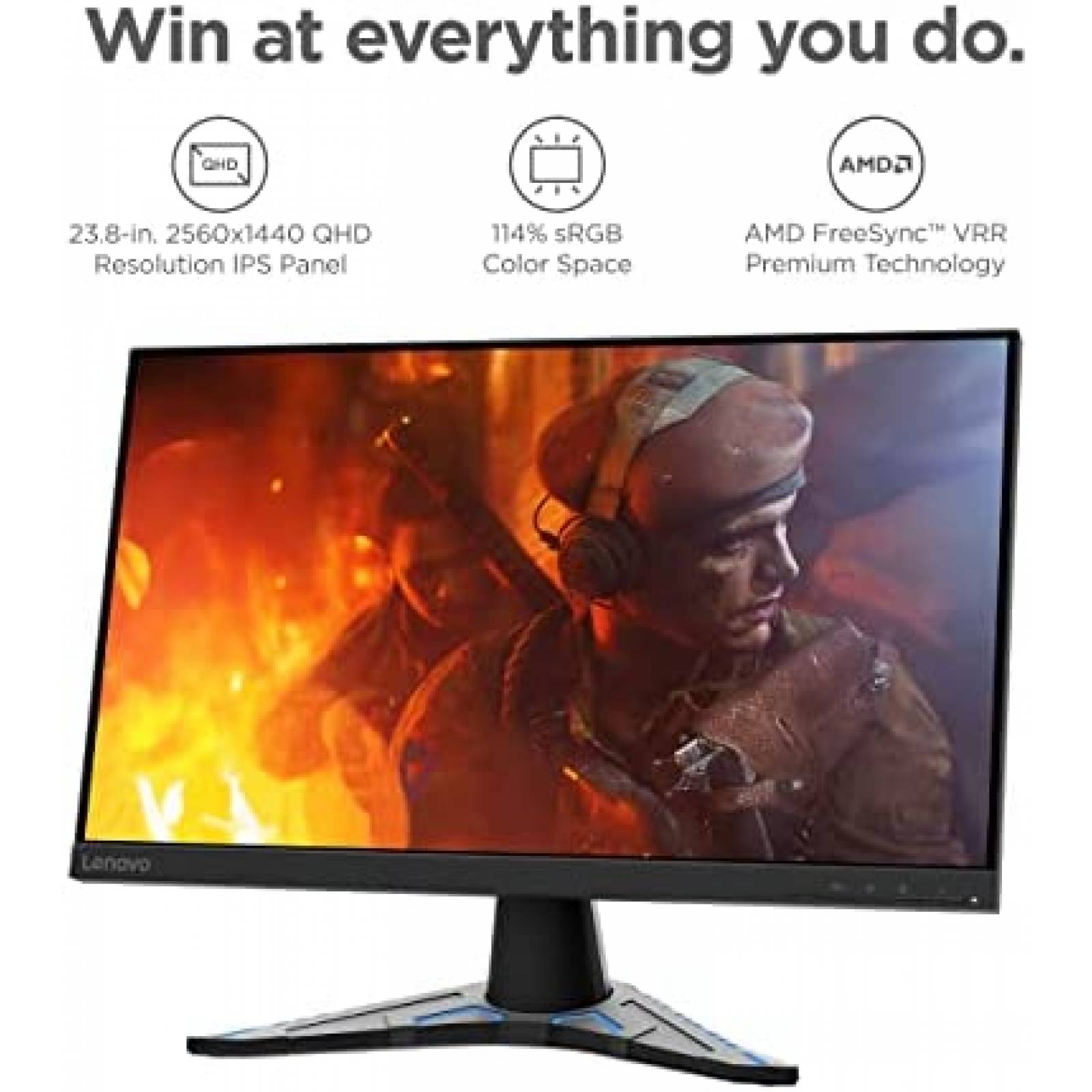 Monitor Gamer Lenovo 23.8'' QHD 100Hz AMD Radeon FreeSync