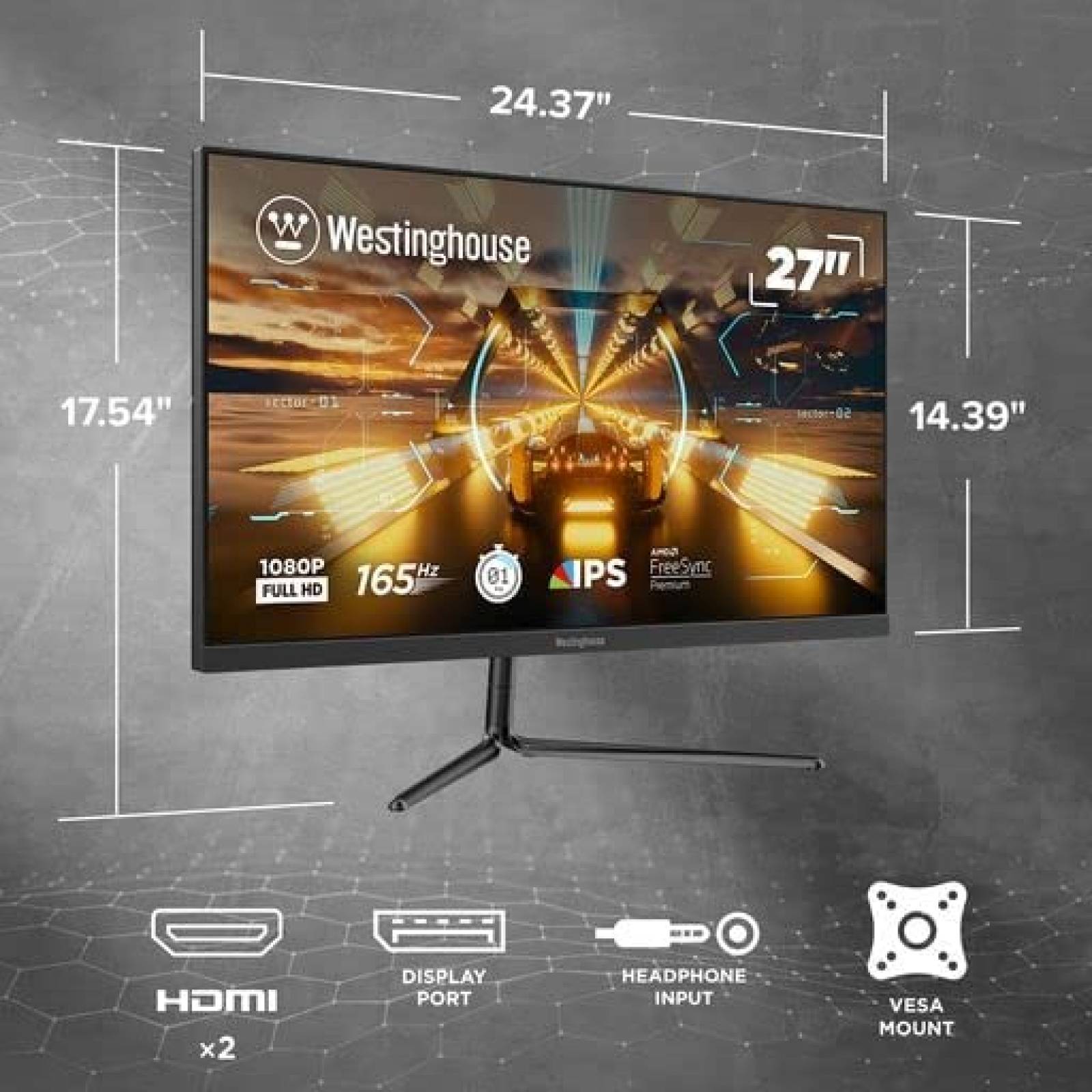 Monitor Westinghouse 27 Pulgadas 165Hz 1080P -Negro
