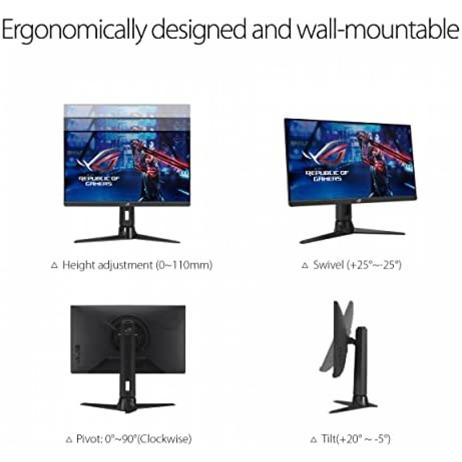 Monitor Gamer ASUS 24.5'' 240Hz 1ms USB C 1080P HDR -Negro